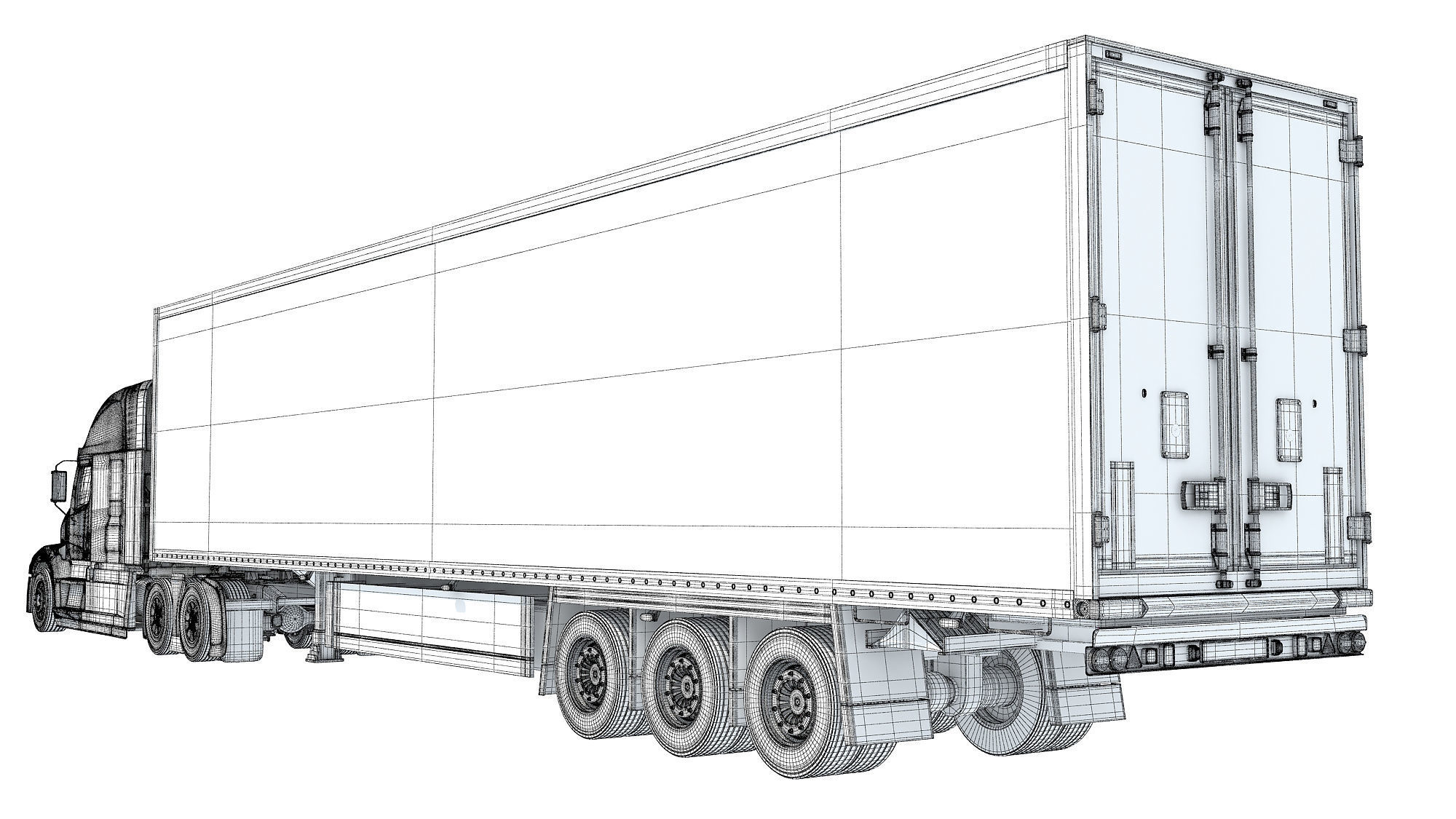 Truck with Refrigerator Trailer 3D model_17