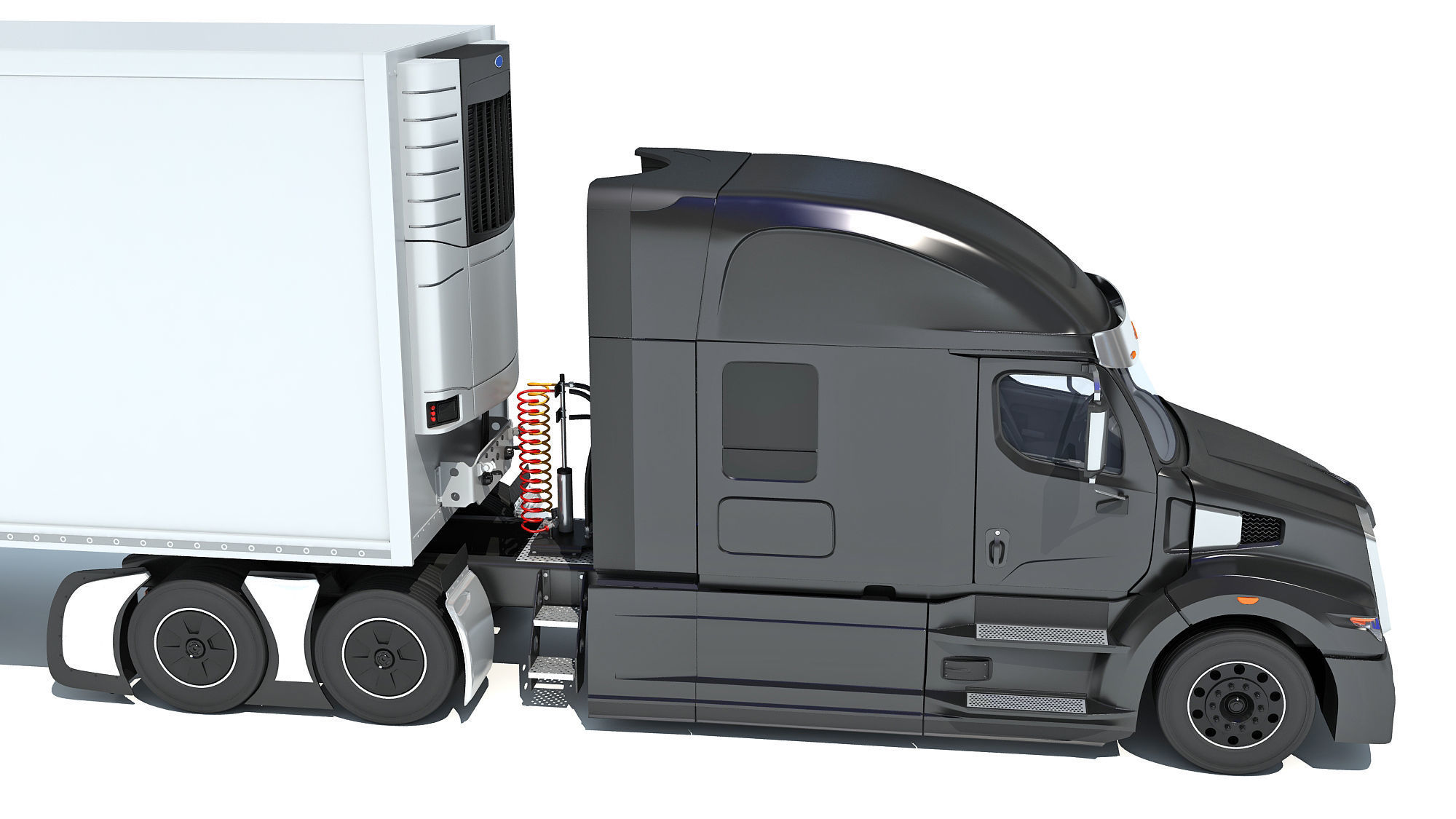 Truck with Refrigerator Trailer 3D model_14