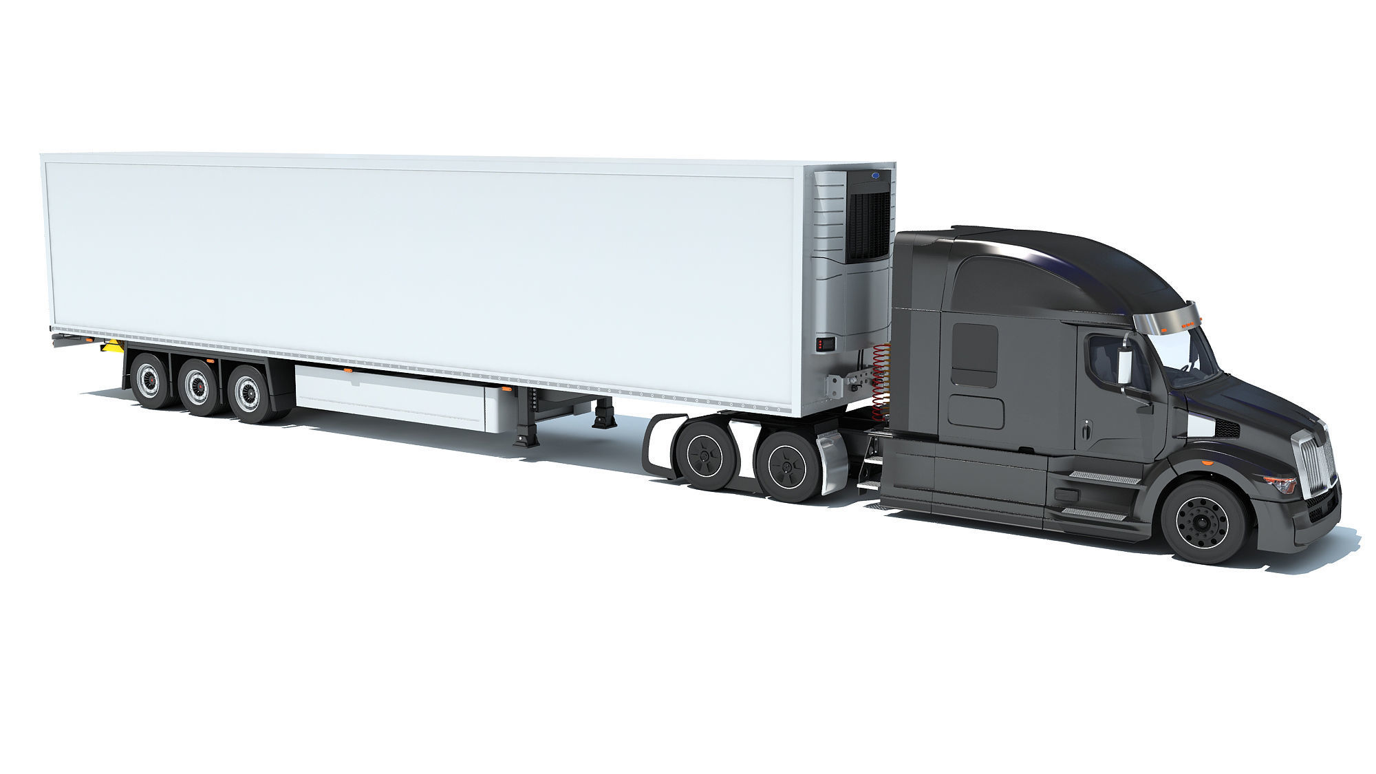 Truck with Refrigerator Trailer 3D model_7