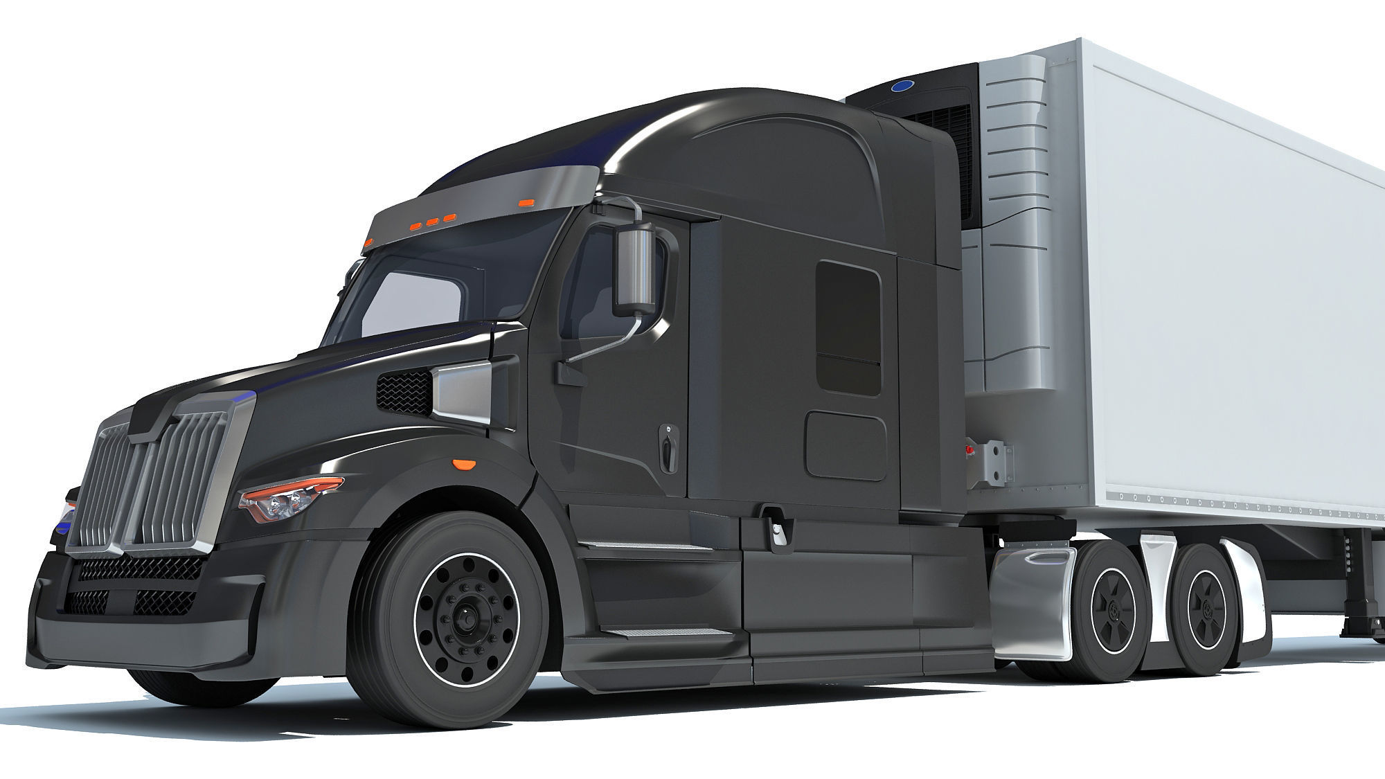 Truck with Refrigerator Trailer 3D model_12