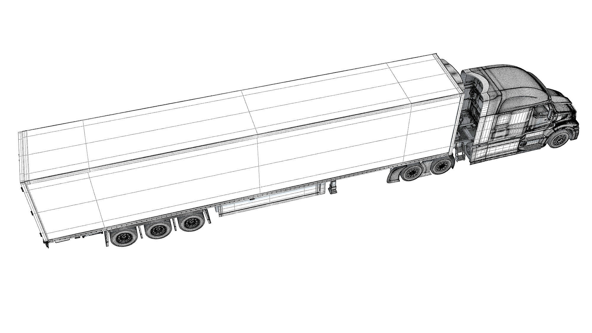 Truck with Refrigerator Trailer 3D model_18