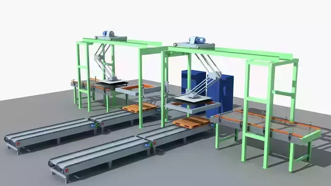 Industrial Equipment 35 - Pallet Stacker Assembly Line 3D model