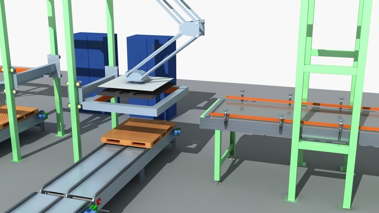 Industrial Equipment 35 - Pallet Stacker Assembly Line 3D model_8