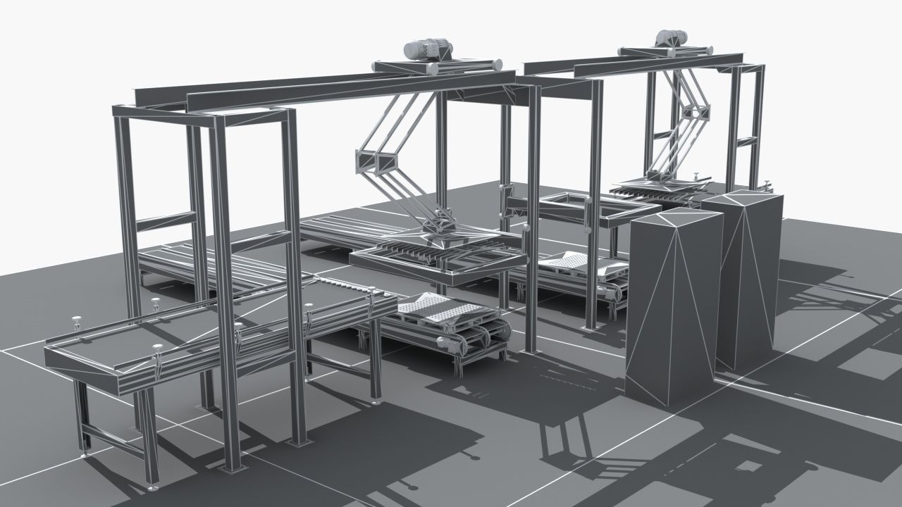 Industrial Equipment 35 - Pallet Stacker Assembly Line 3D model_13