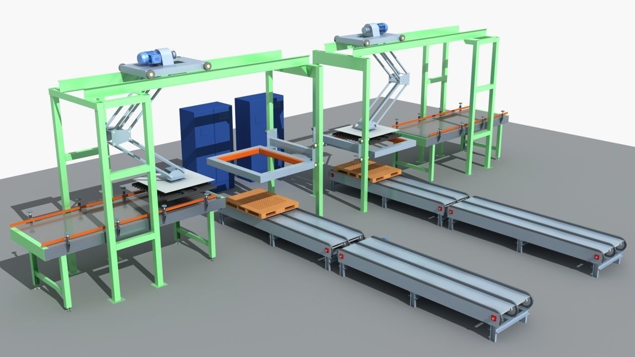 Industrial Equipment 35 - Pallet Stacker Assembly Line 3D model_1