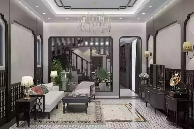 Indochina kitchen-living room 3D print model