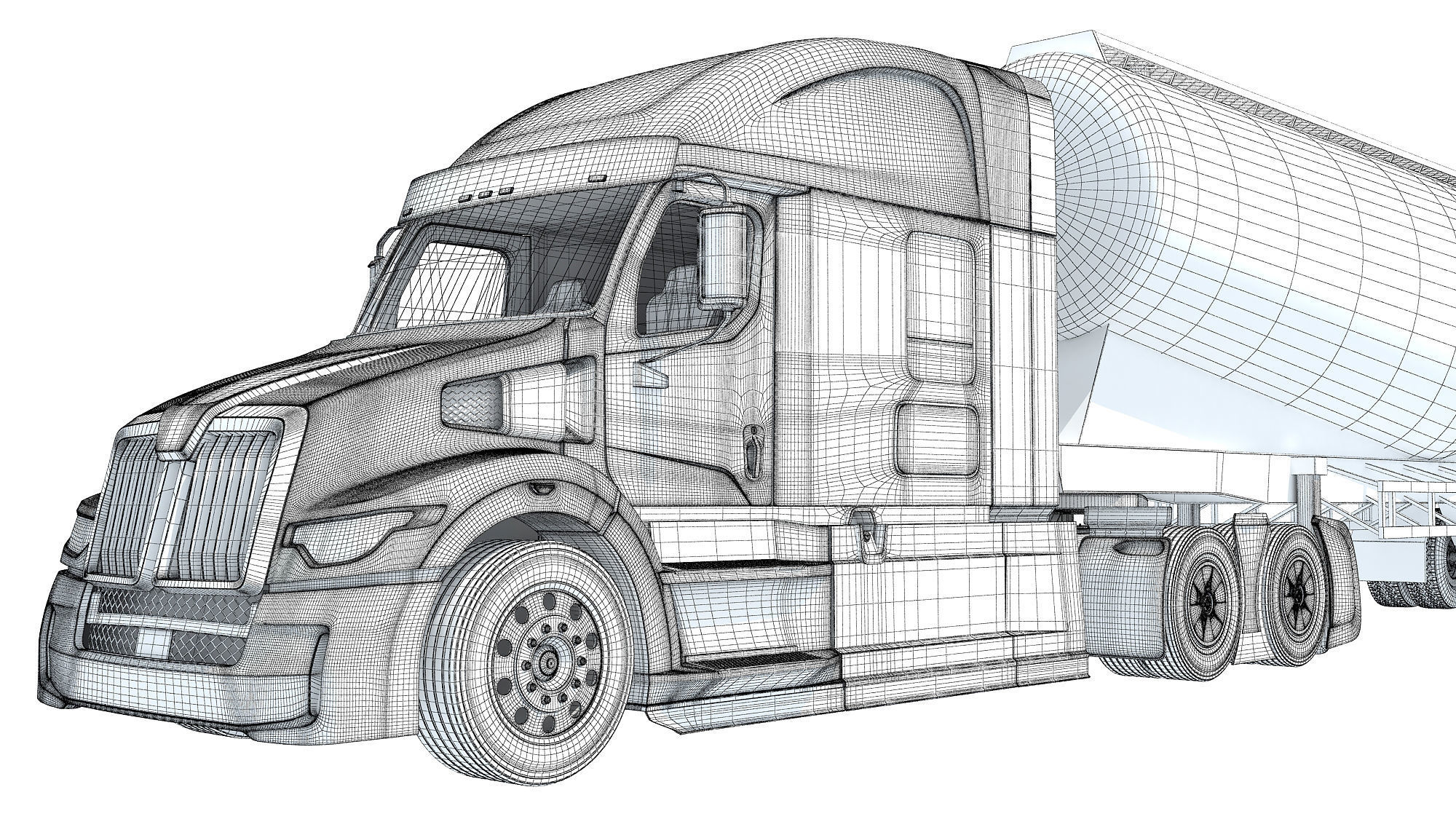 Truck with Tank Trailer 3D model_21