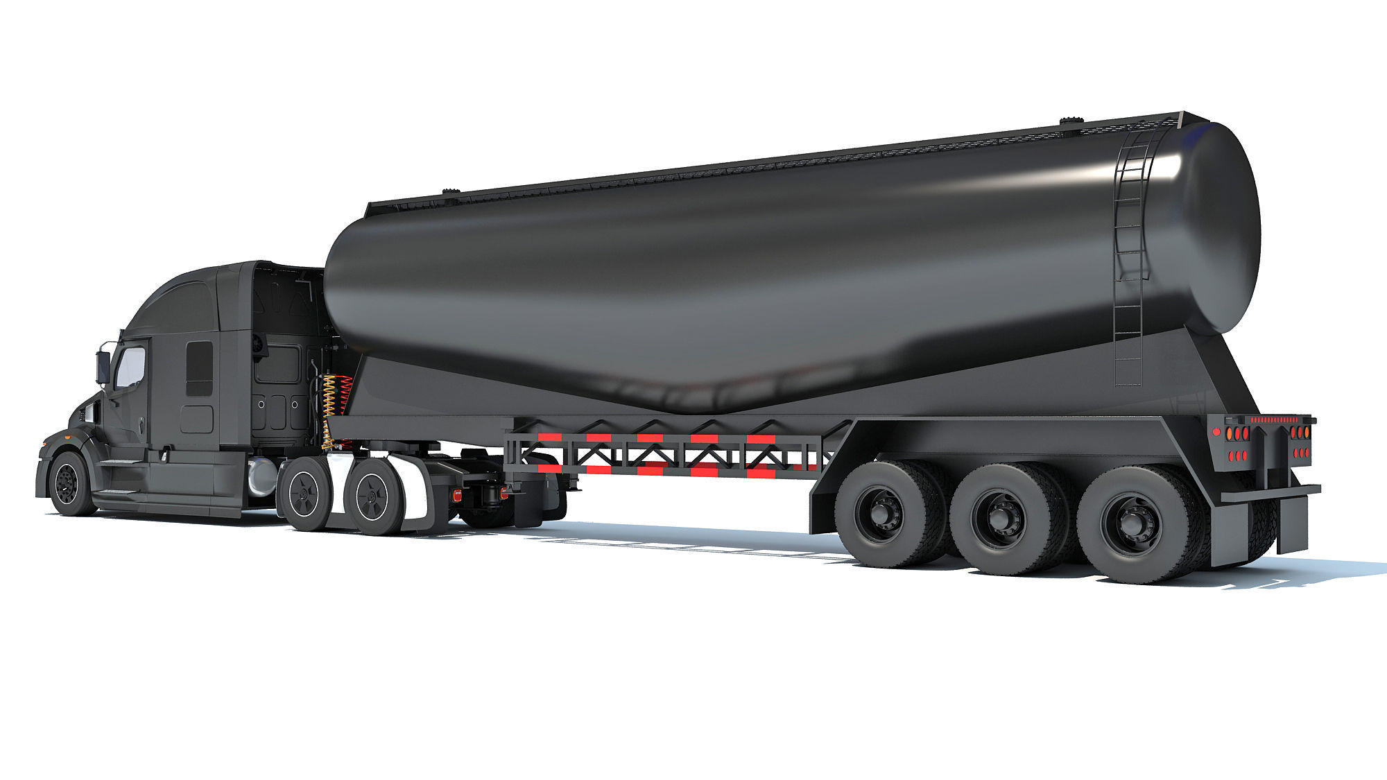 Truck with Tank Trailer 3D model_2