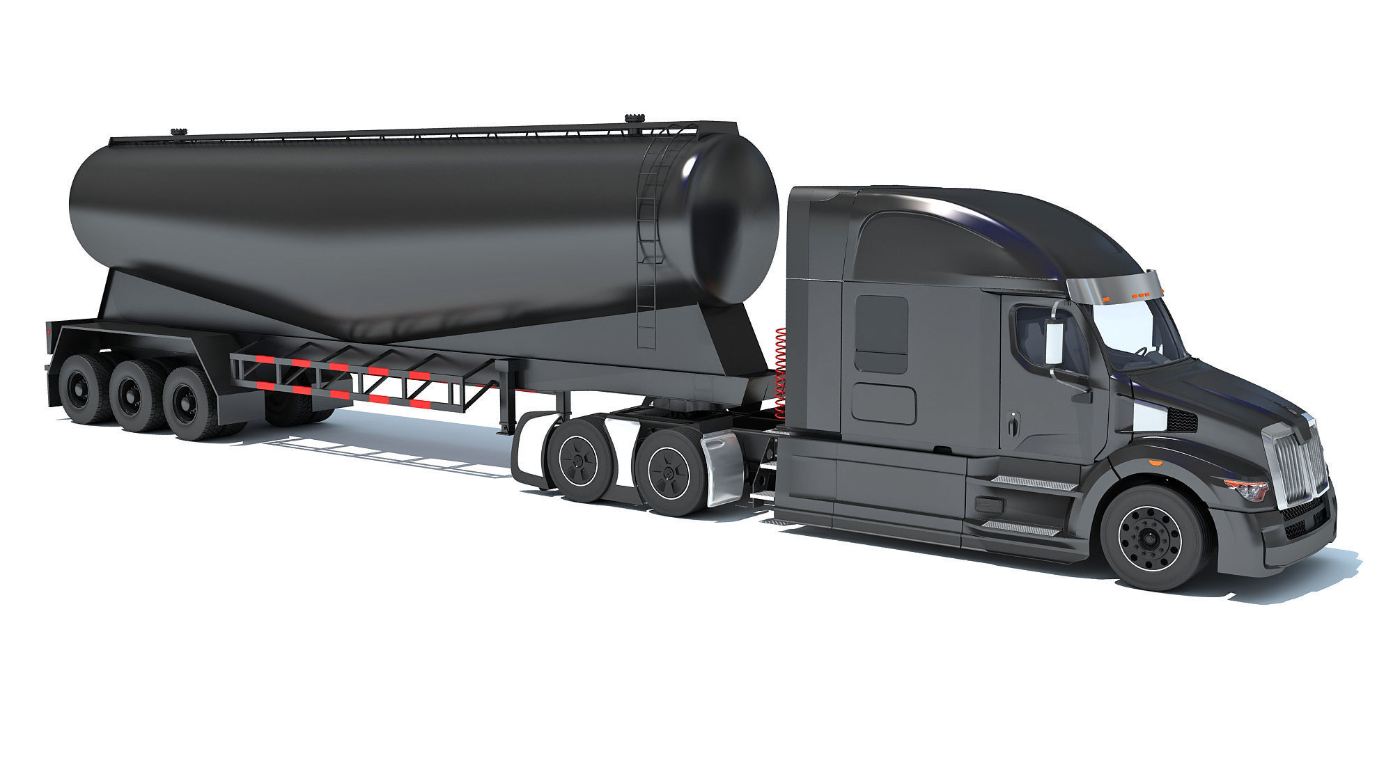 Truck with Tank Trailer 3D model_7