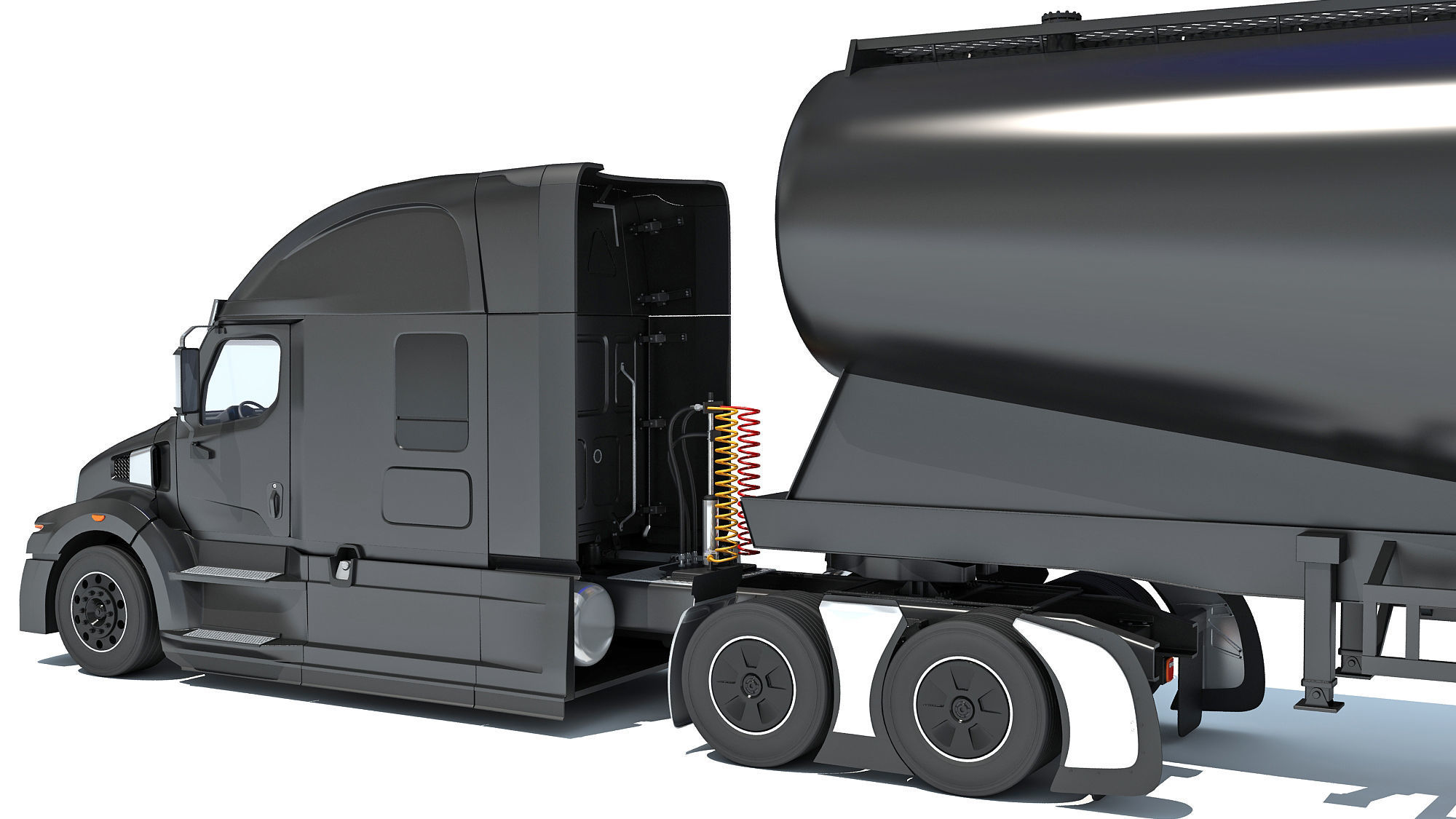 Truck with Tank Trailer 3D model_13