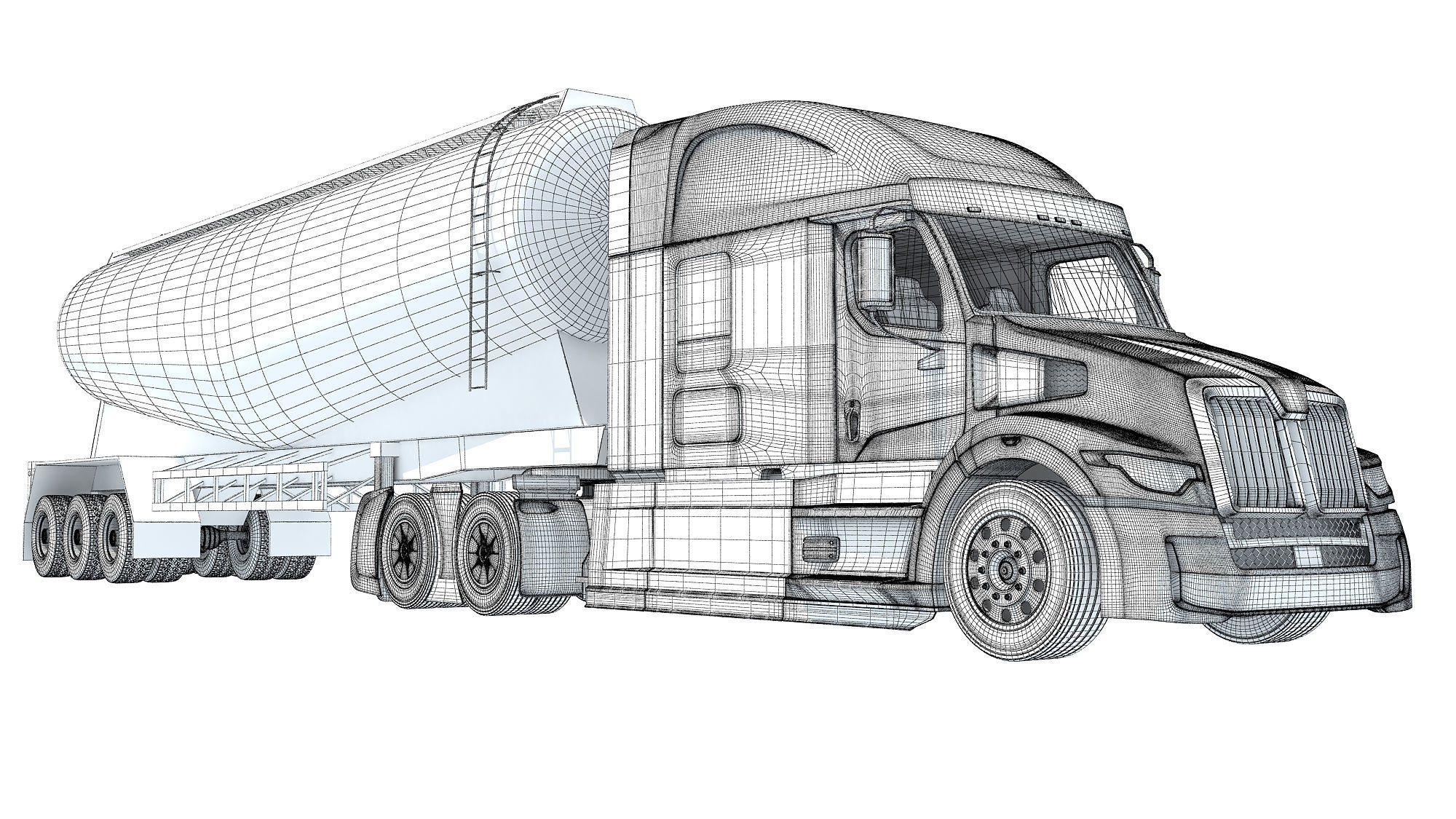 Truck with Tank Trailer 3D model_20