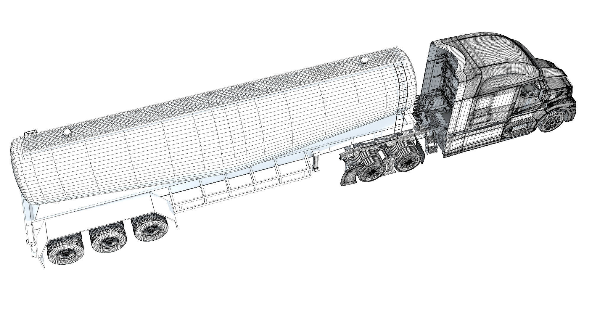 Truck with Tank Trailer 3D model_19