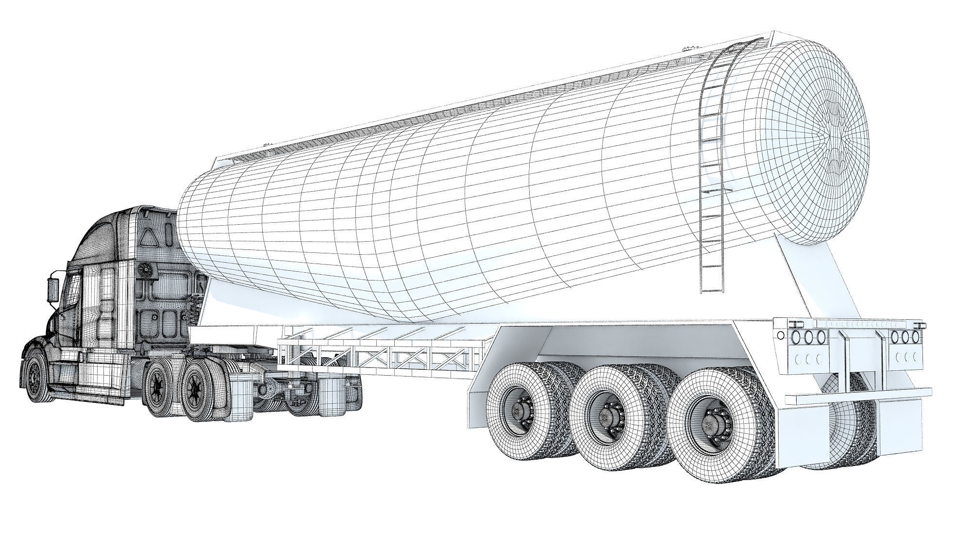 Truck with Tank Trailer 3D model_18