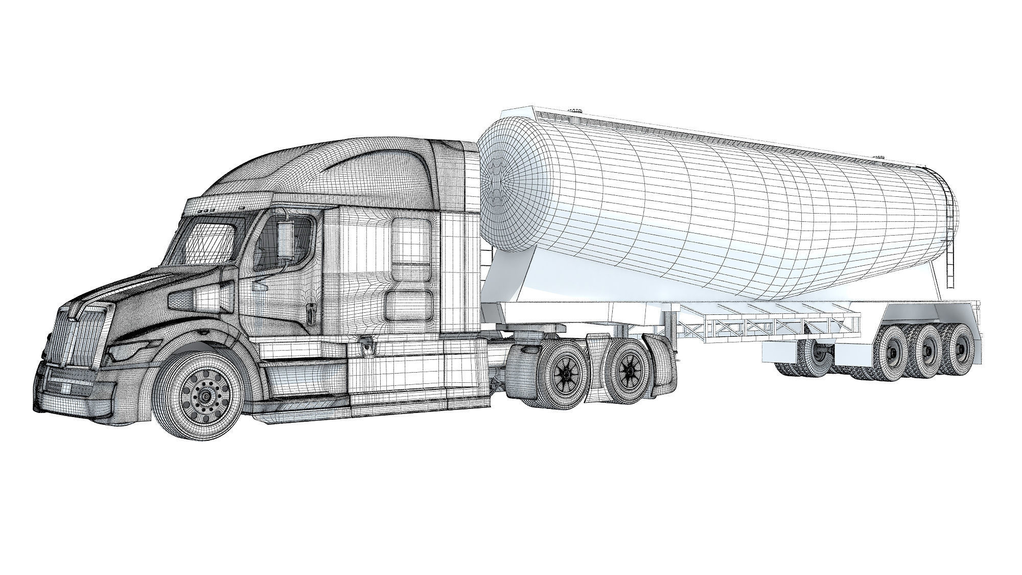 Truck with Tank Trailer 3D model_17
