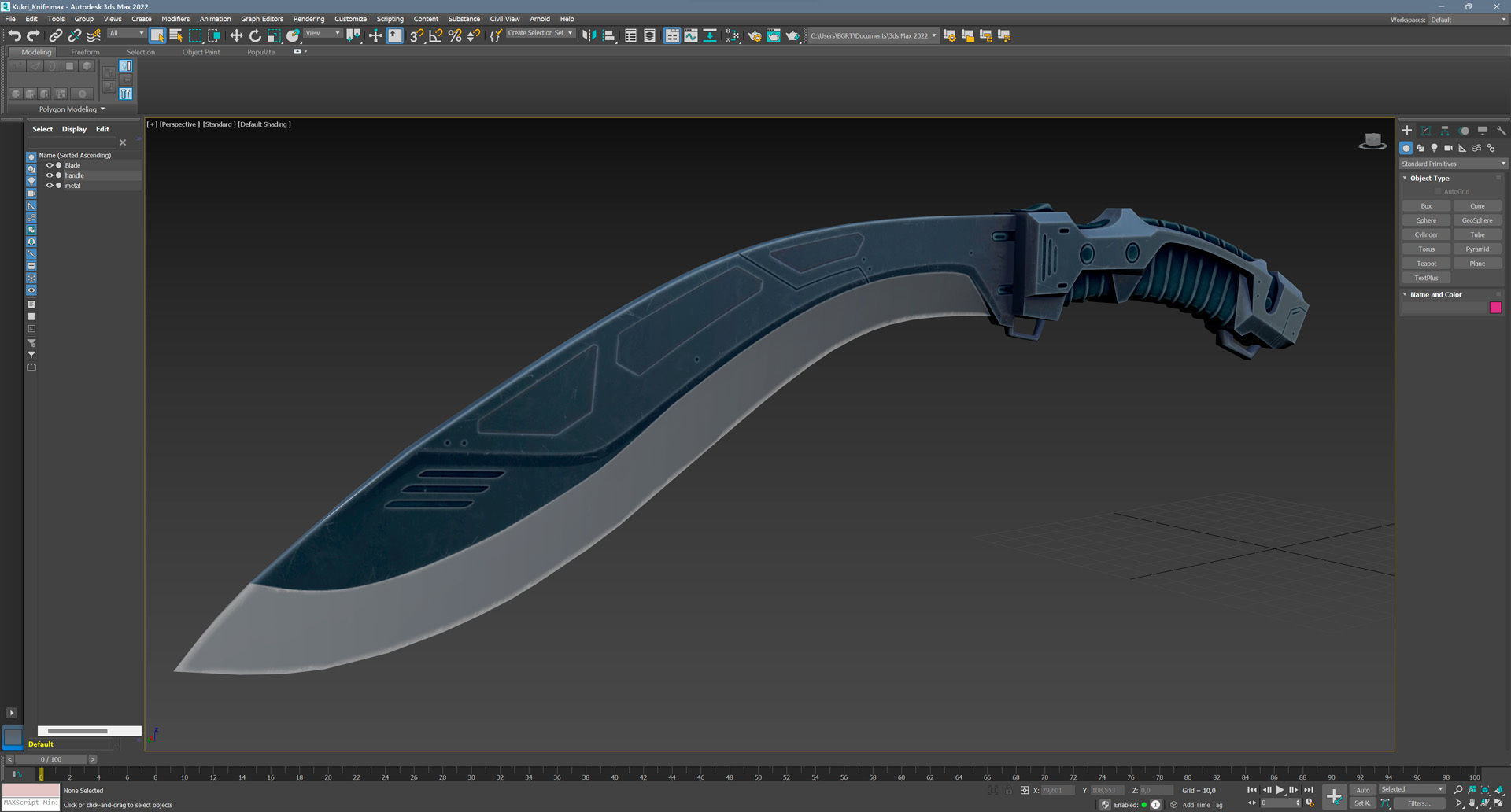 Cyberpunk Kukri Knife Low-poly 3D model_16