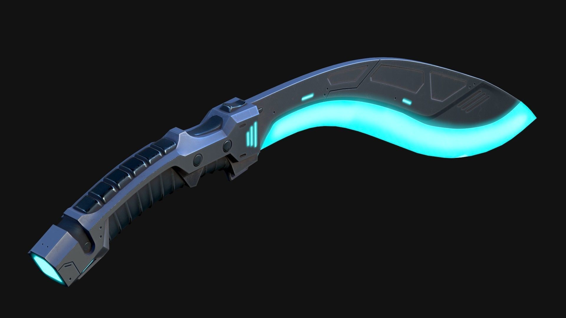 Cyberpunk Kukri Knife Low-poly 3D model_4