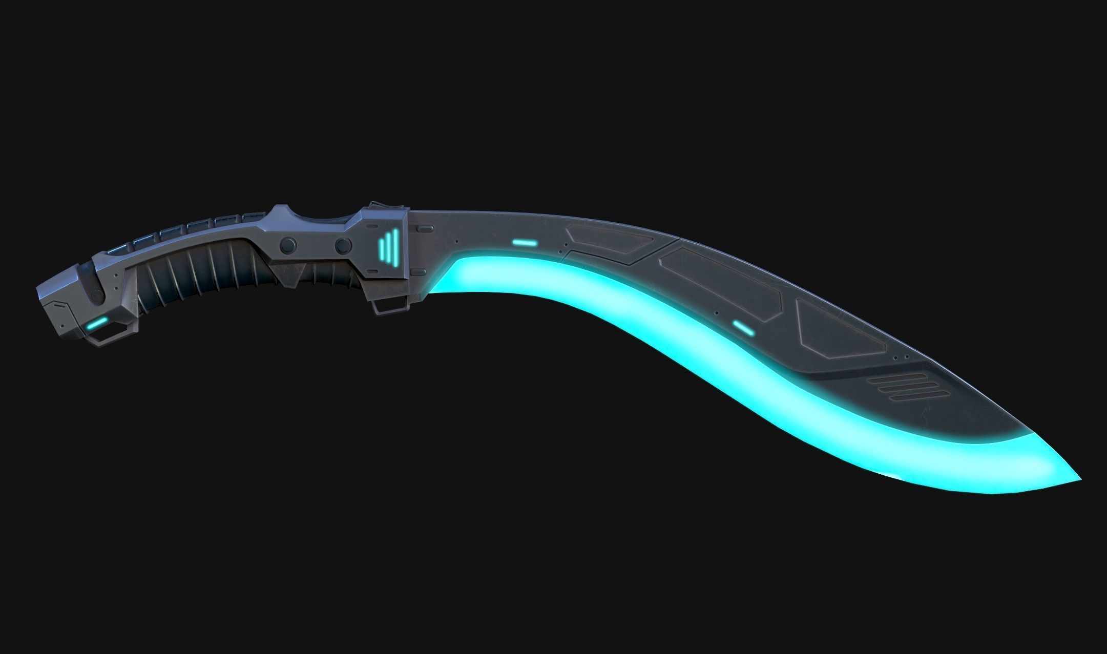 Cyberpunk Kukri Knife Low-poly 3D model_2