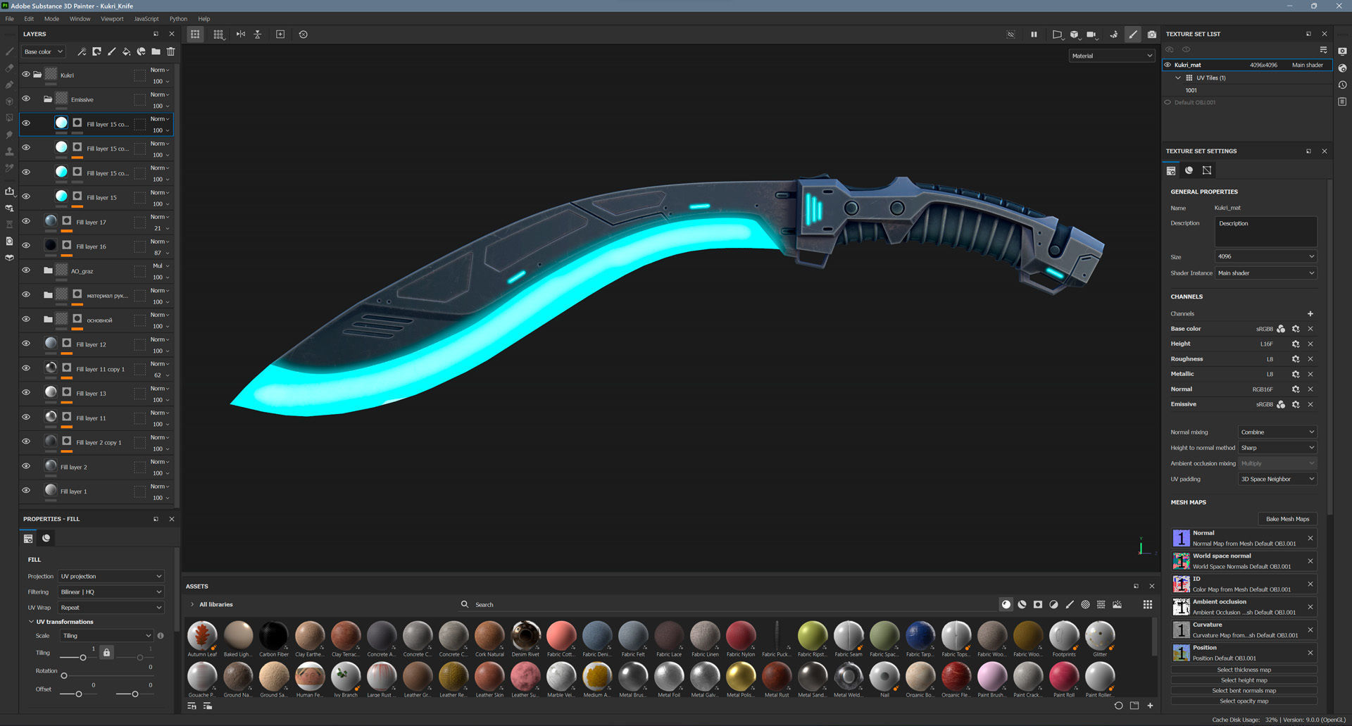 Cyberpunk Kukri Knife Low-poly 3D model_18