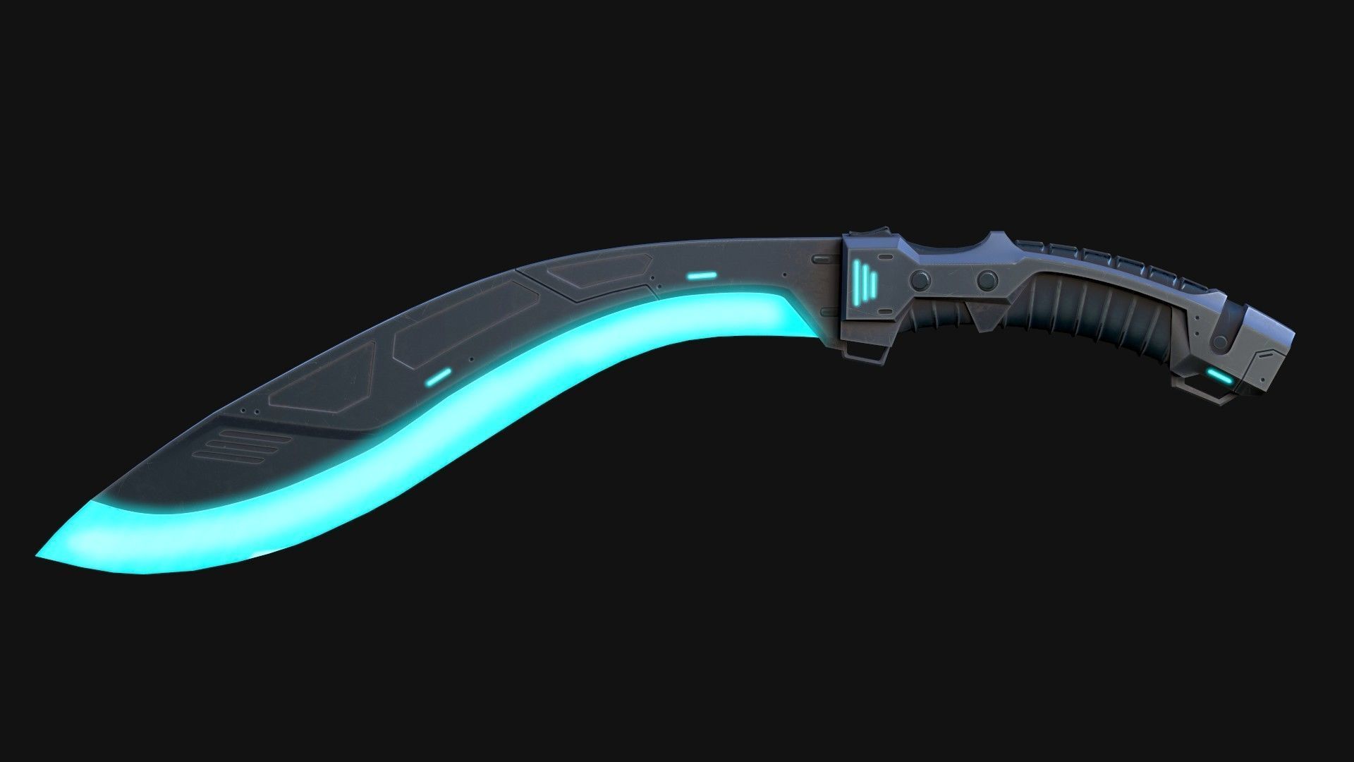 Cyberpunk Kukri Knife Low-poly 3D model_7