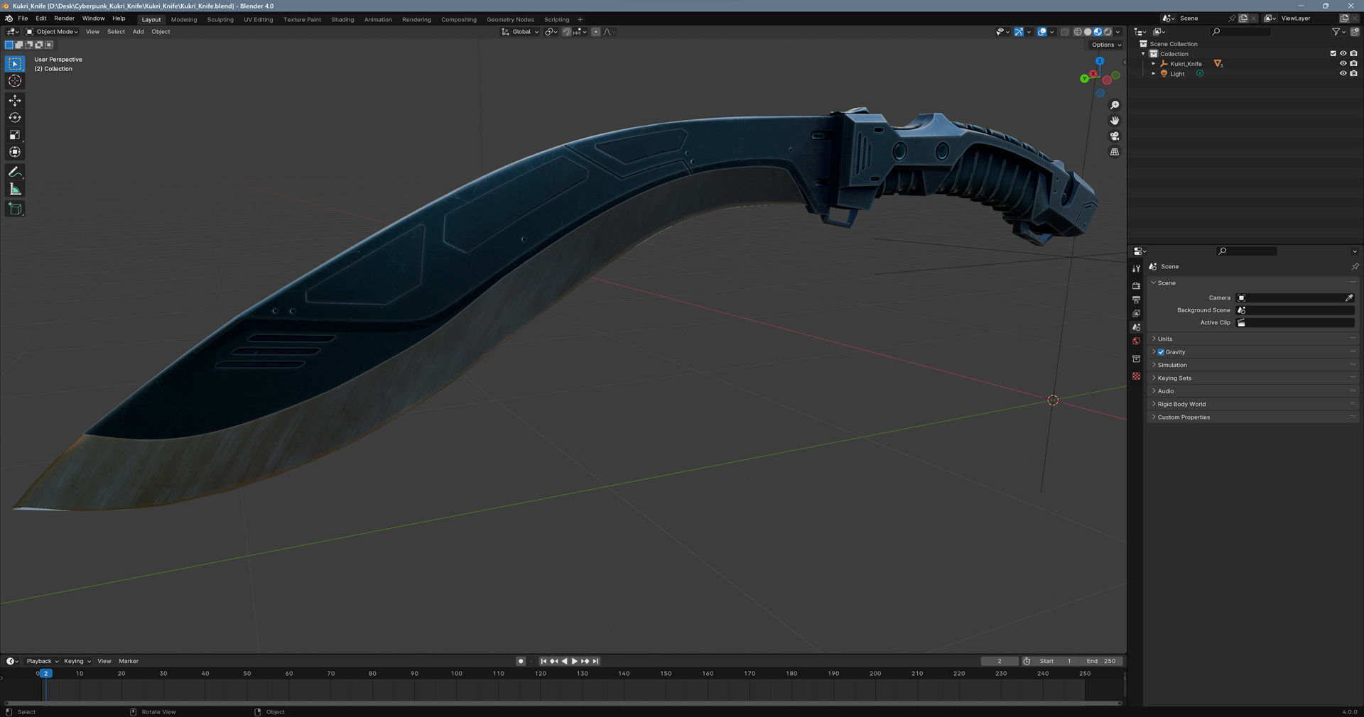 Cyberpunk Kukri Knife Low-poly 3D model_15