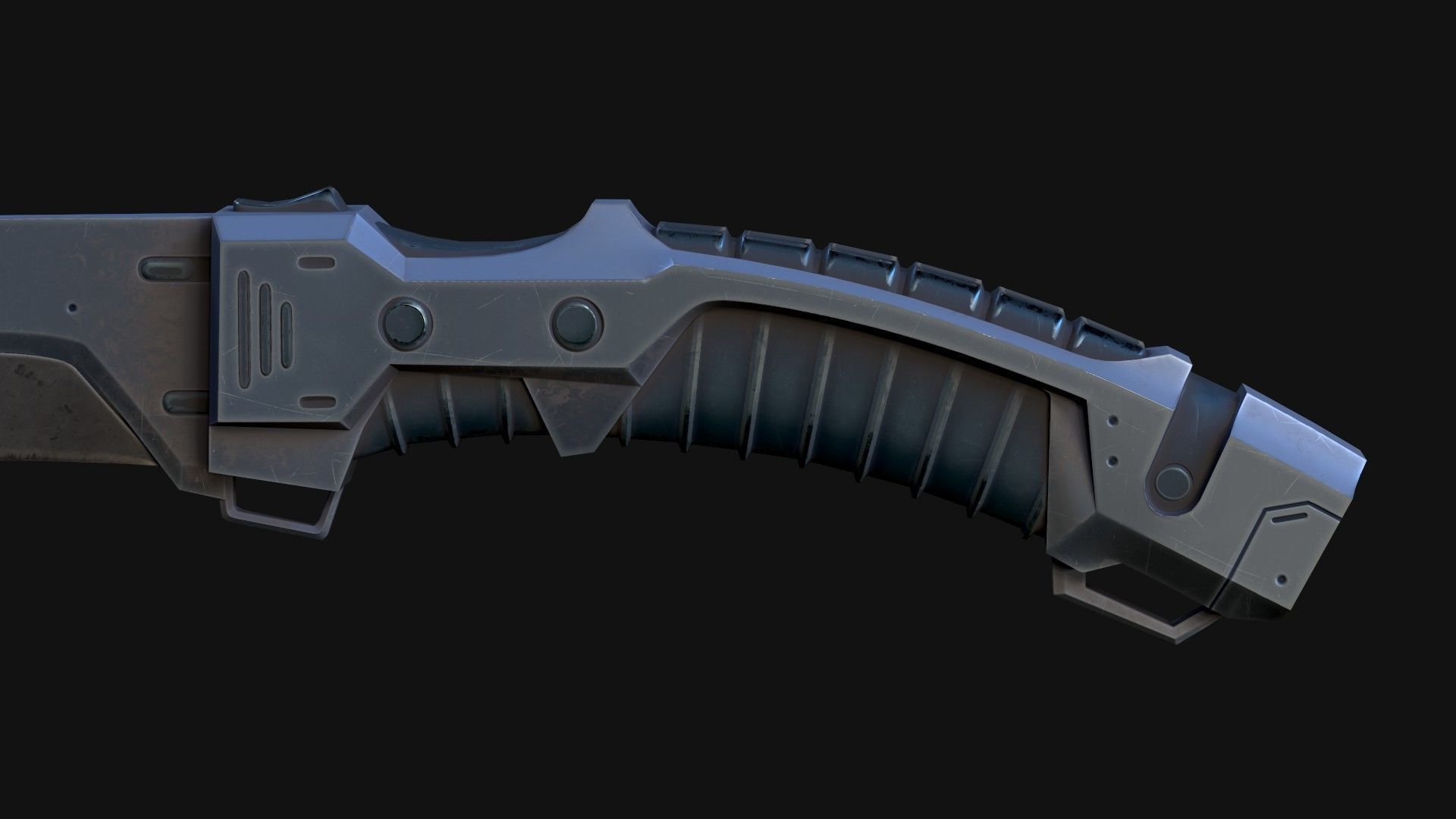 Cyberpunk Kukri Knife Low-poly 3D model_8