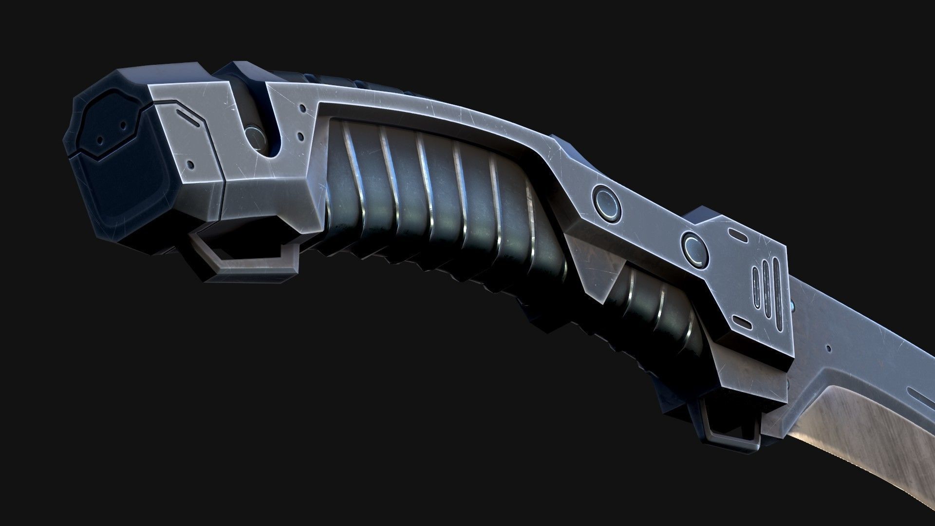 Cyberpunk Kukri Knife Low-poly 3D model_12