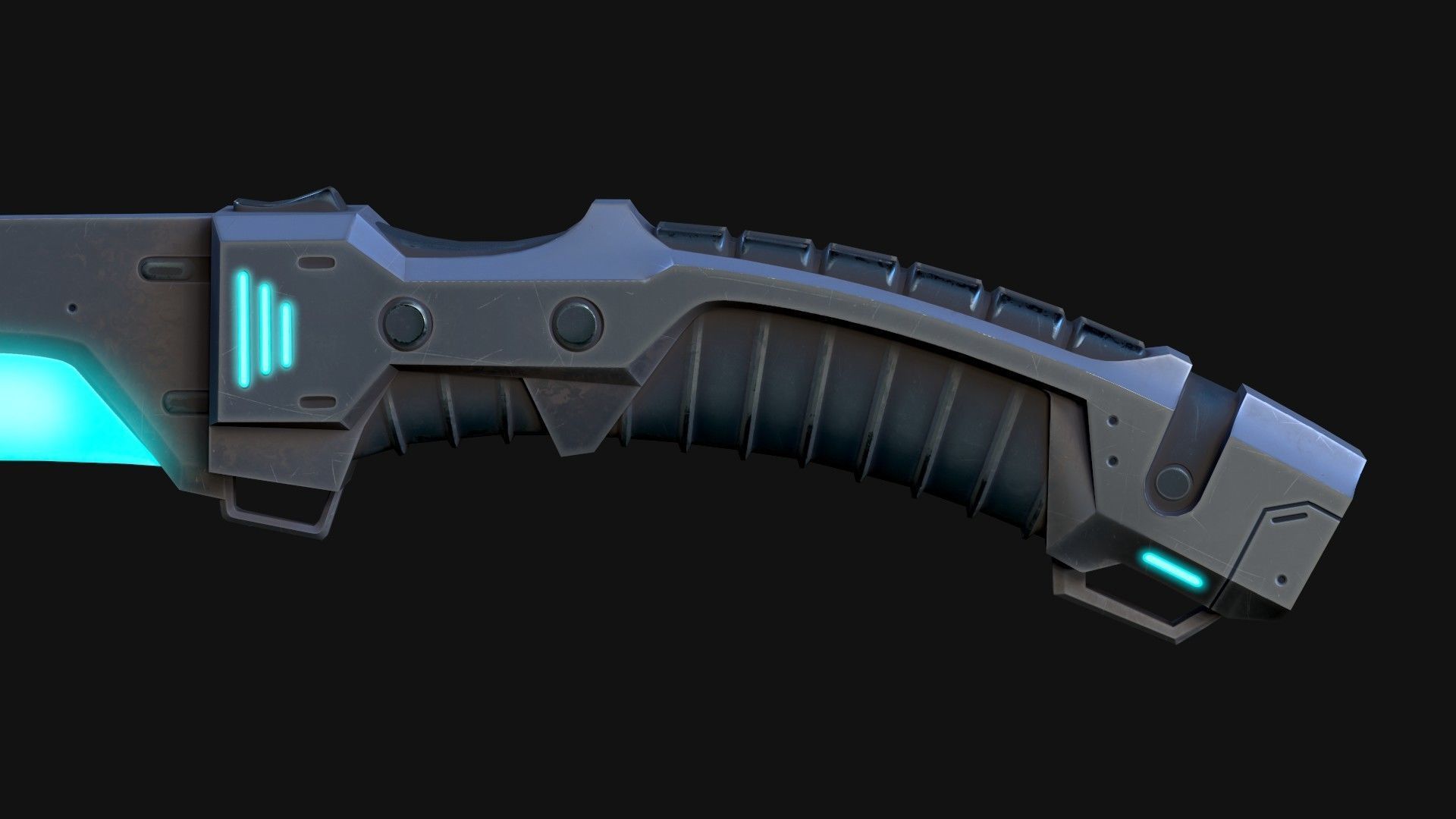Cyberpunk Kukri Knife Low-poly 3D model_9