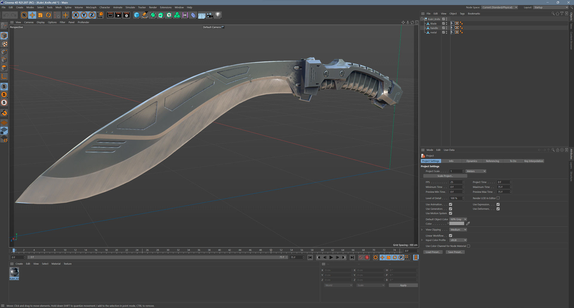 Cyberpunk Kukri Knife Low-poly 3D model_14