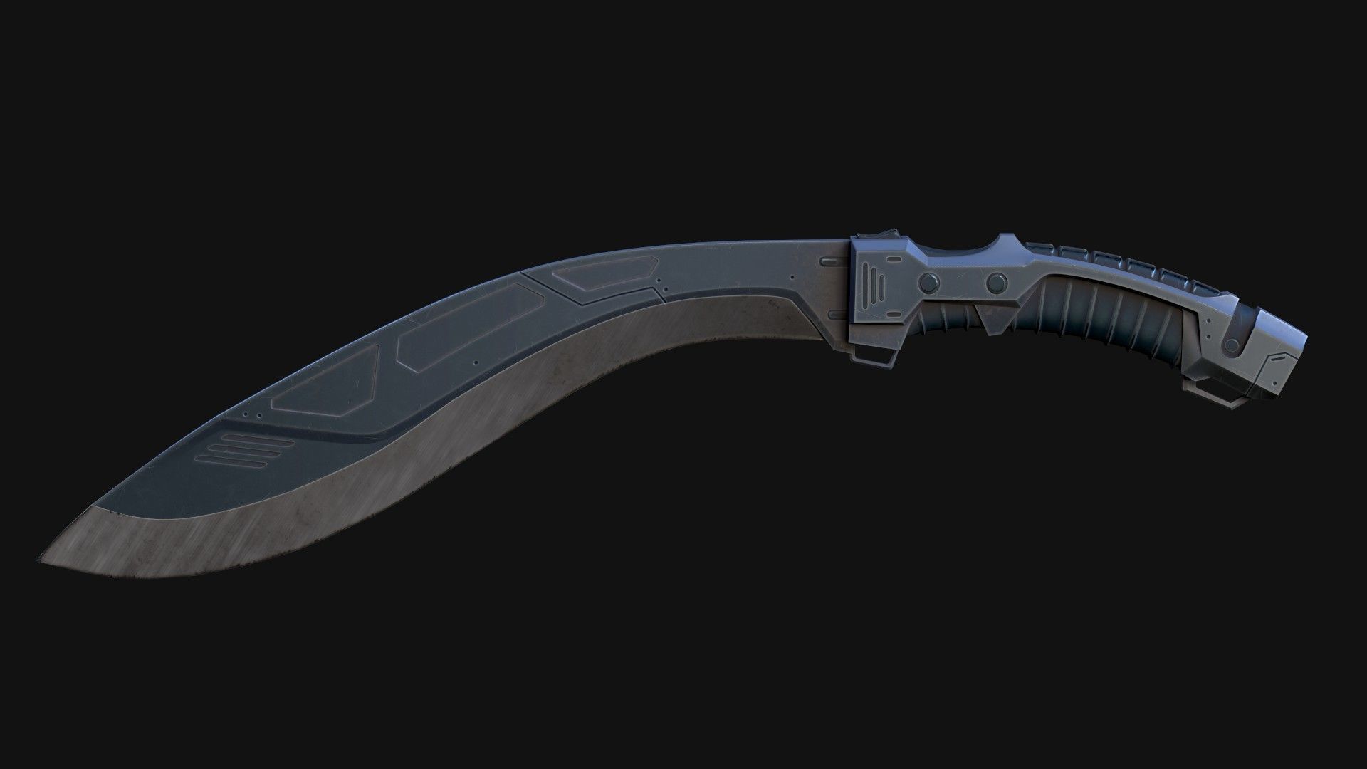Cyberpunk Kukri Knife Low-poly 3D model_6