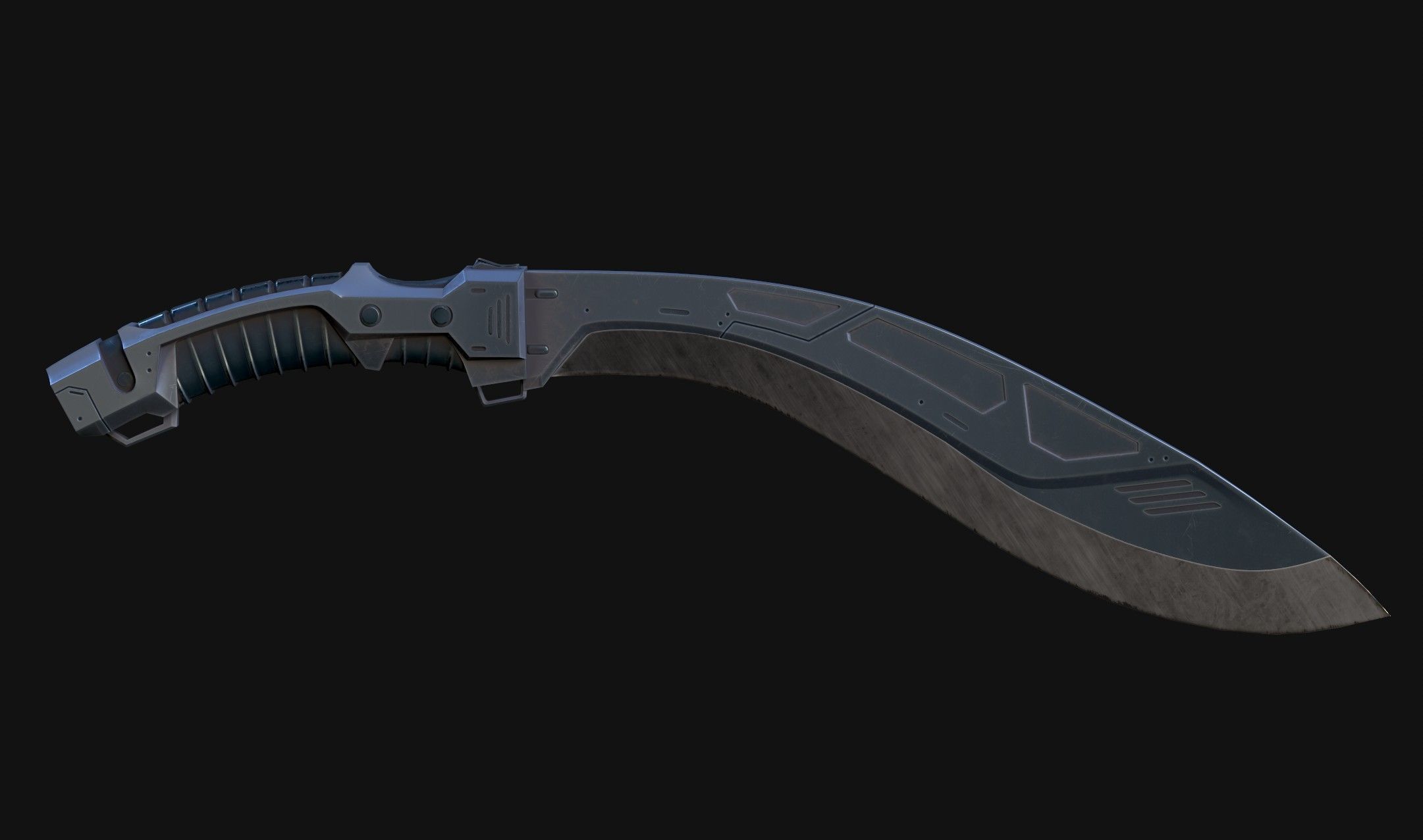 Cyberpunk Kukri Knife Low-poly 3D model_1