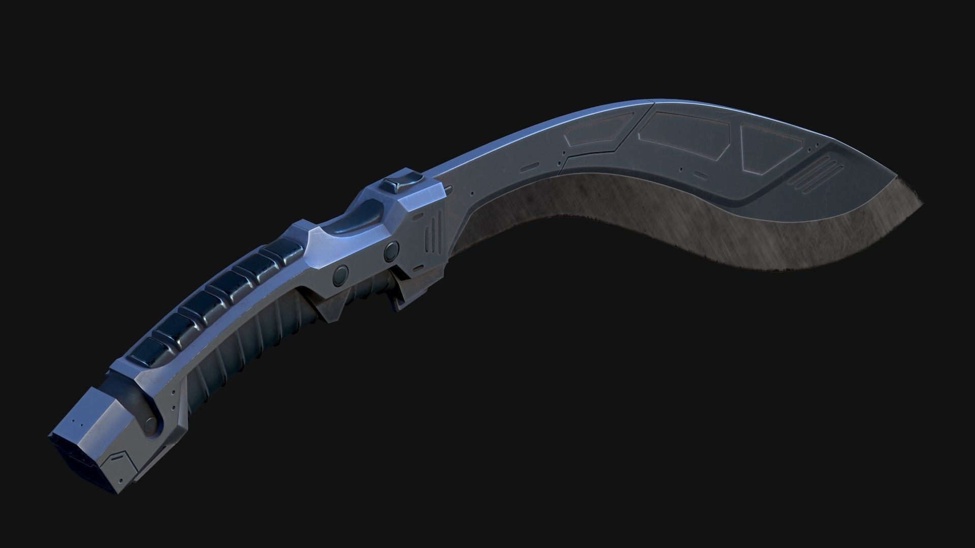 Cyberpunk Kukri Knife Low-poly 3D model_3