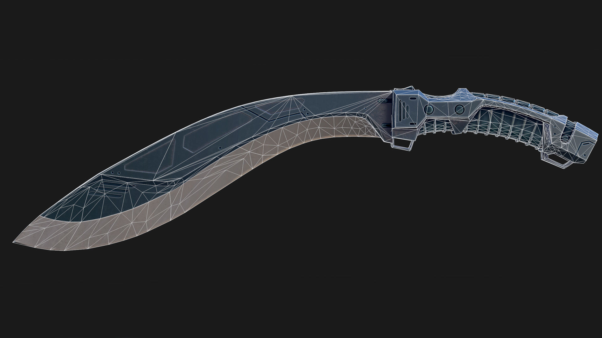 Cyberpunk Kukri Knife Low-poly 3D model_19