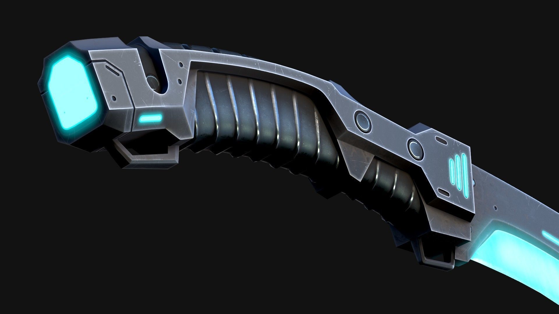 Cyberpunk Kukri Knife Low-poly 3D model_13