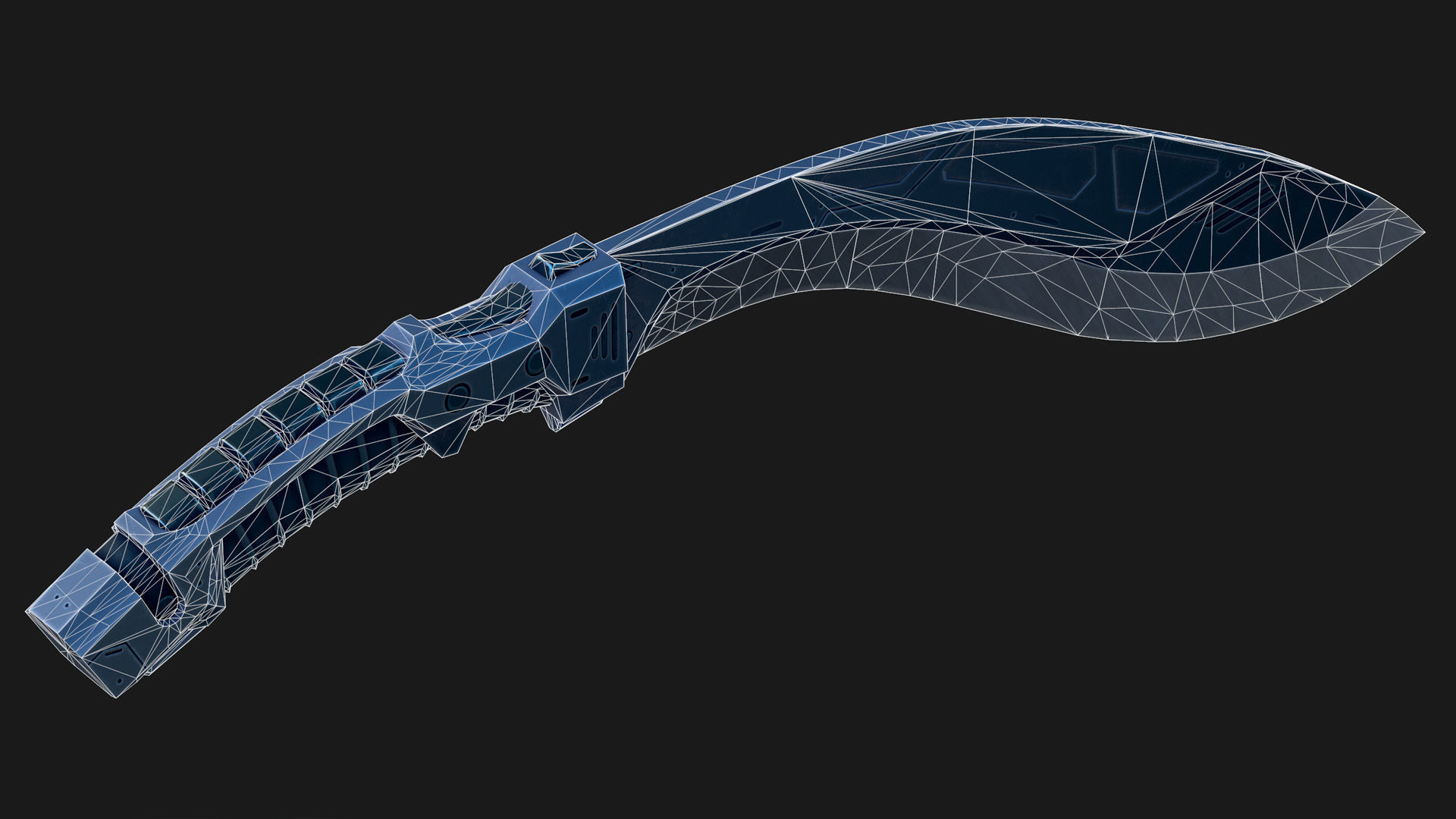 Cyberpunk Kukri Knife Low-poly 3D model_20