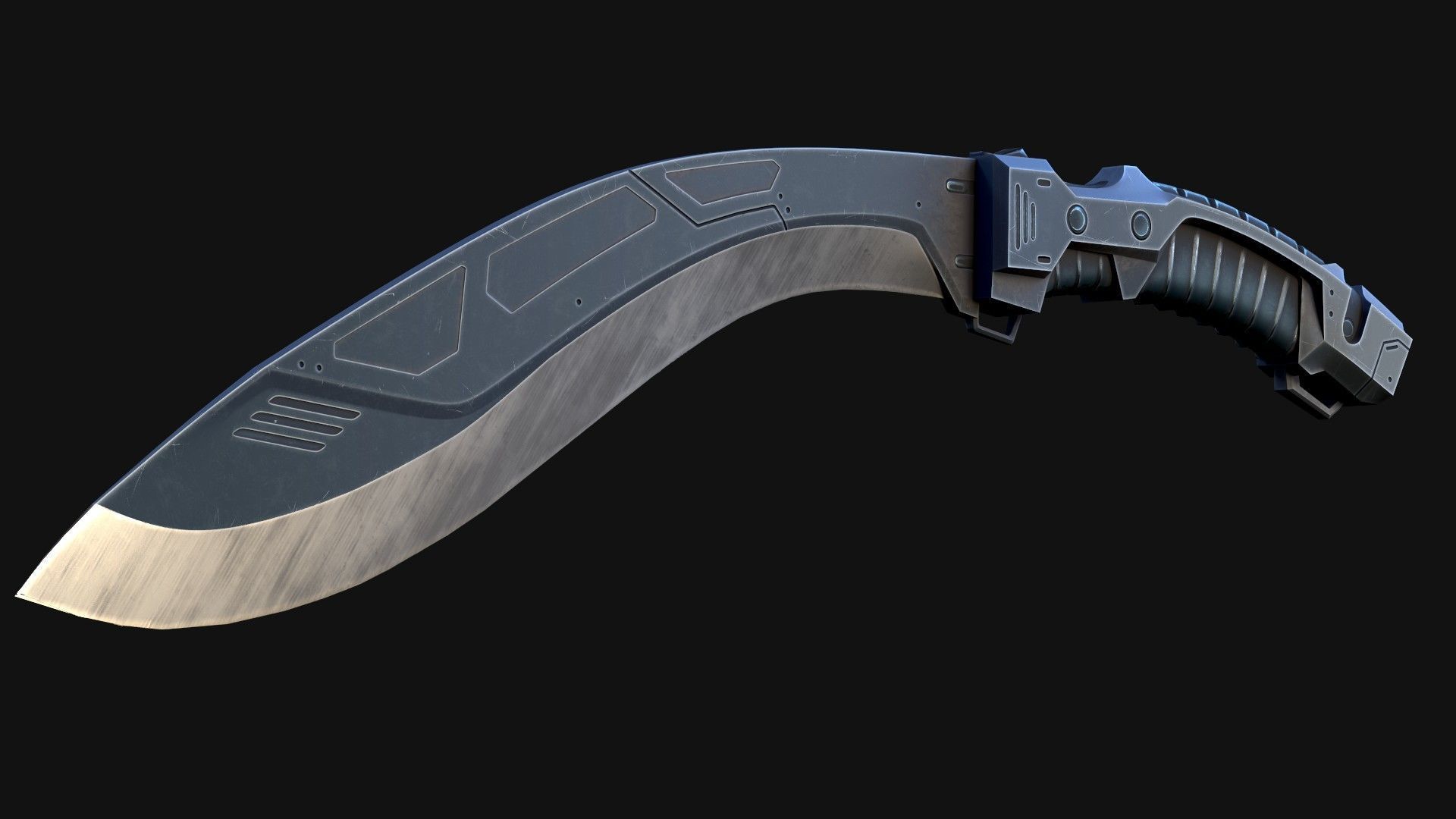 Cyberpunk Kukri Knife Low-poly 3D model_10