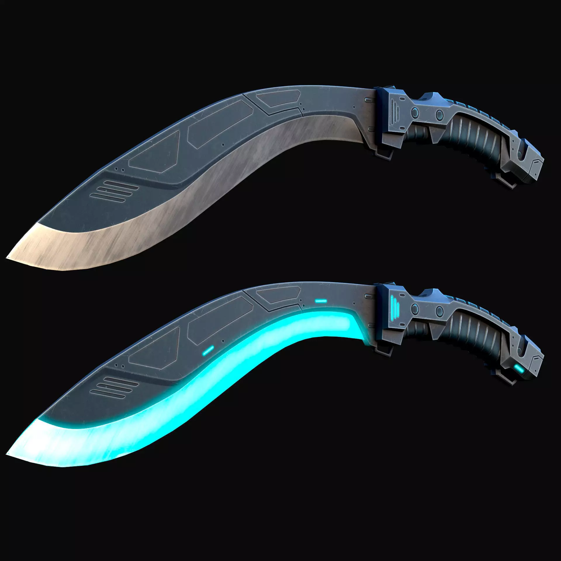 Cyberpunk Kukri Knife Low-poly 3D model_0