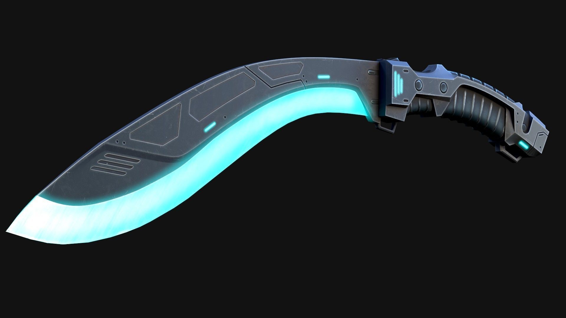 Cyberpunk Kukri Knife Low-poly 3D model_11