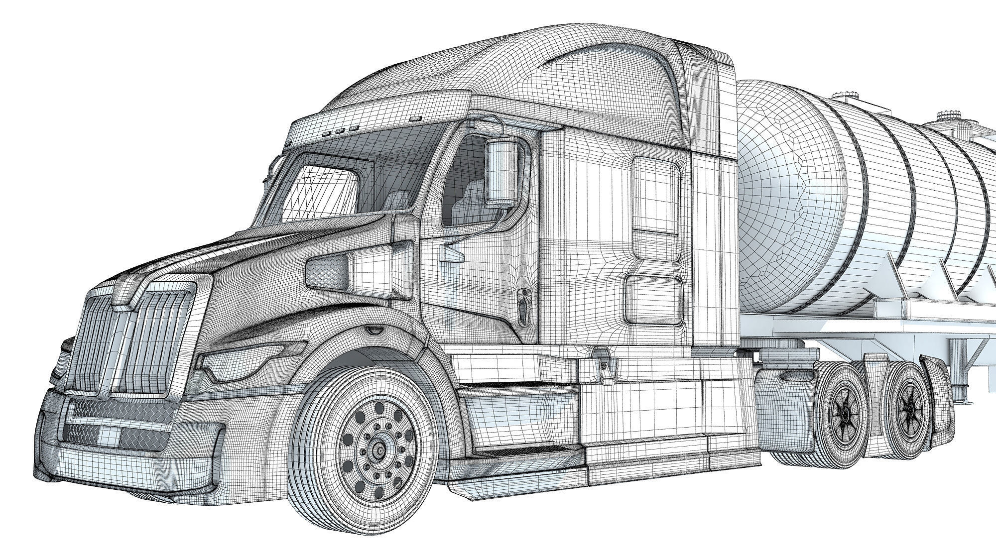 Truck with Tank Semitrailer 3D model_20