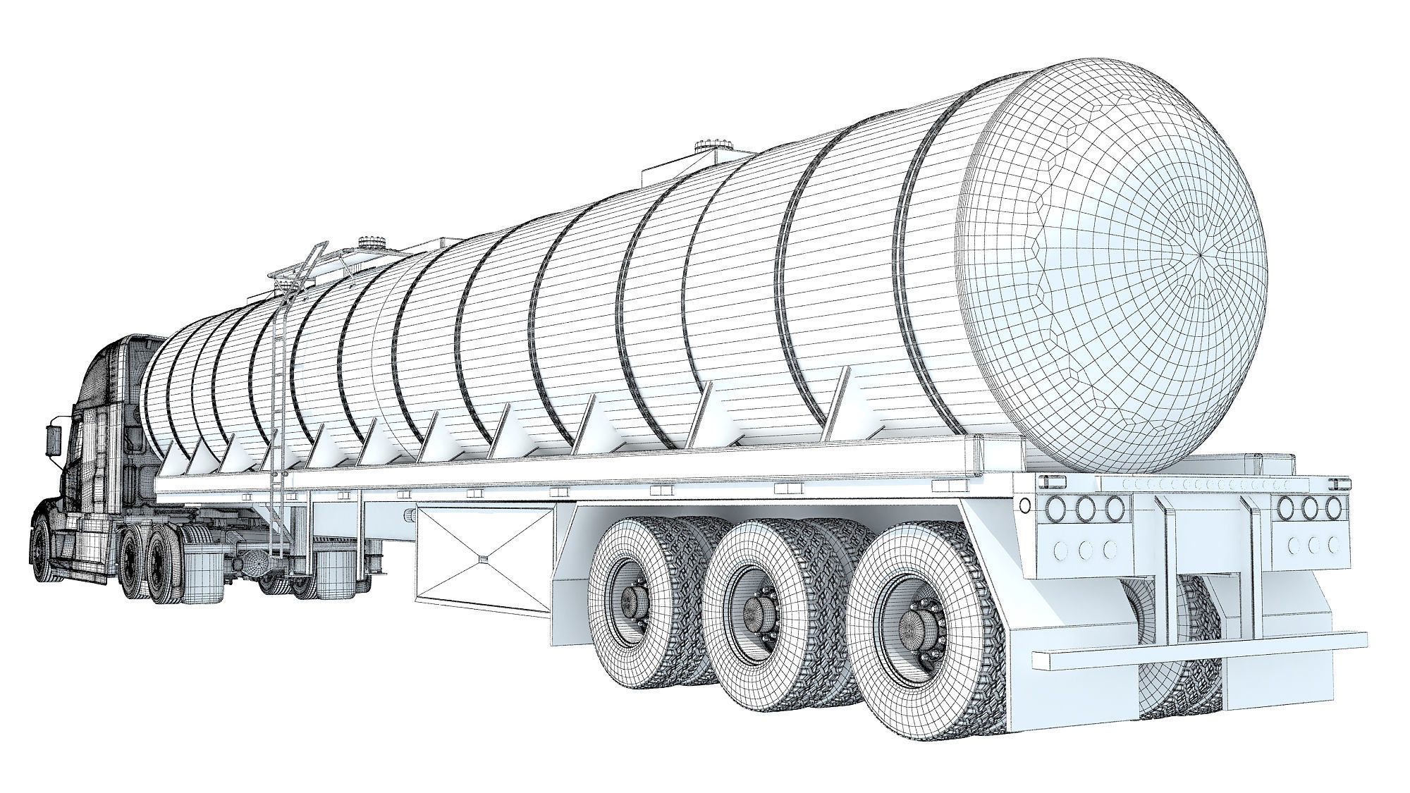 Truck with Tank Semitrailer 3D model_17