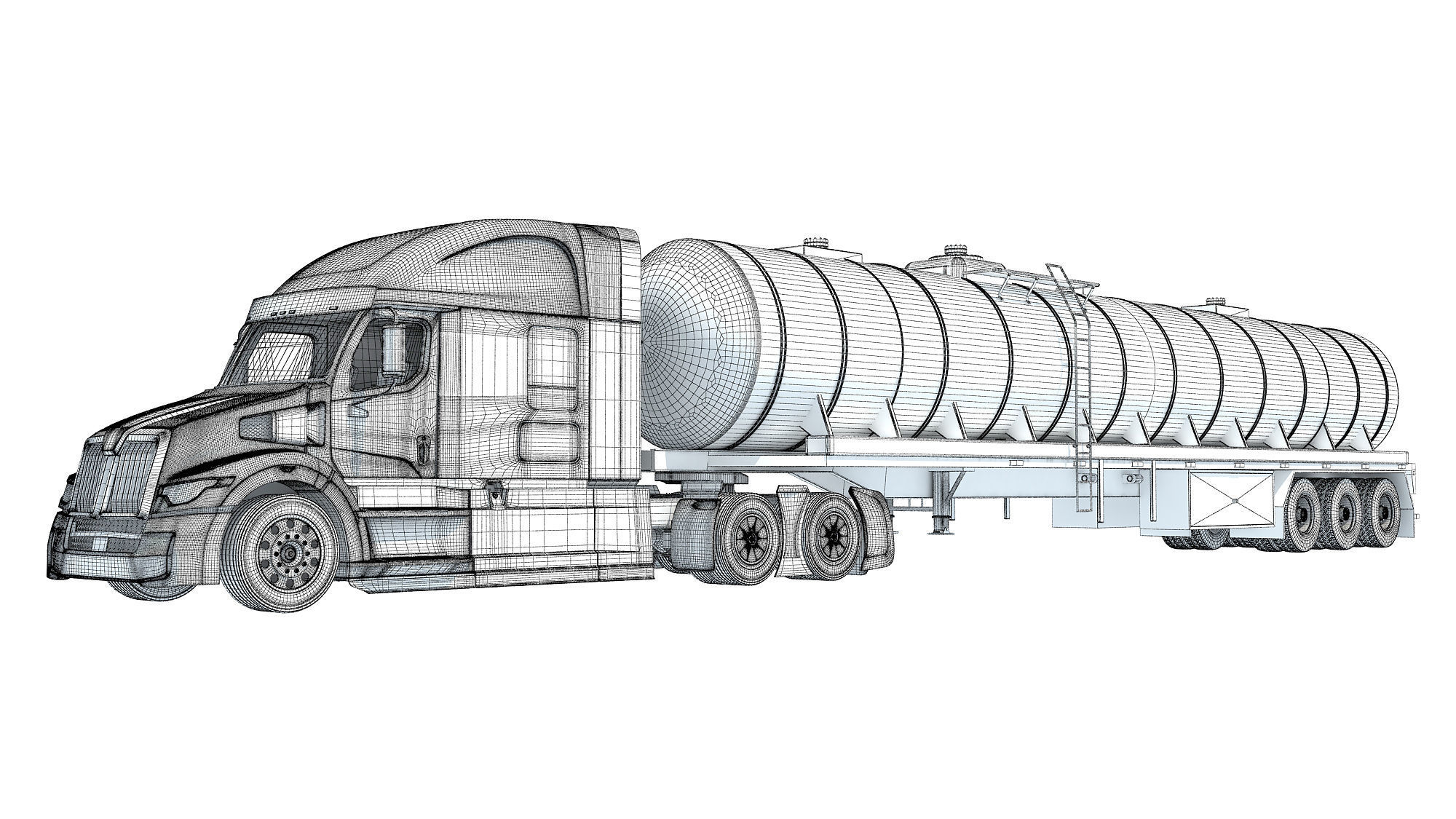 Truck with Tank Semitrailer 3D model_16