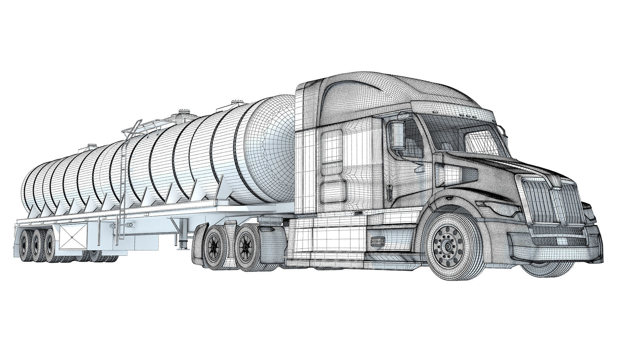 Truck with Tank Semitrailer 3D model_19