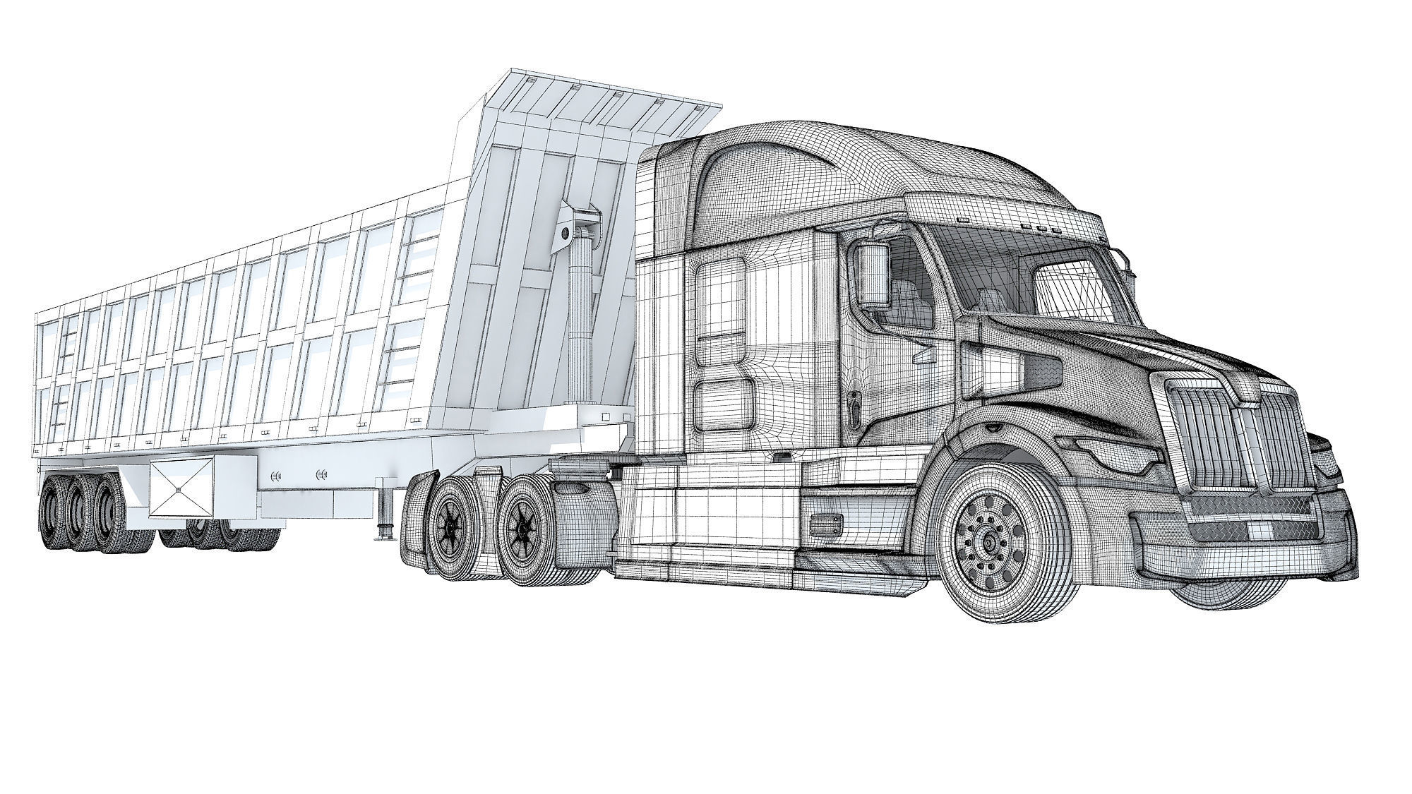 Truck with Tipper Trailer 3D model_20