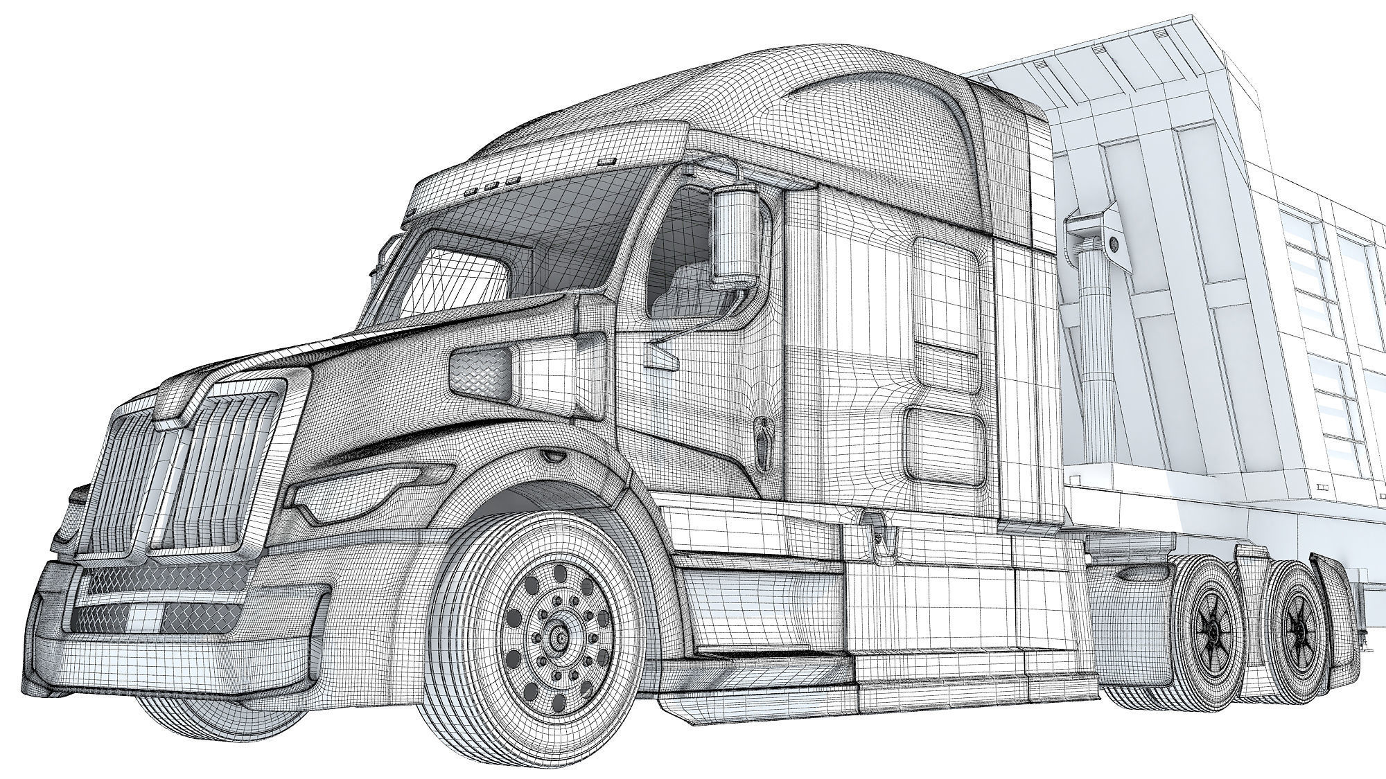 Truck with Tipper Trailer 3D model_21