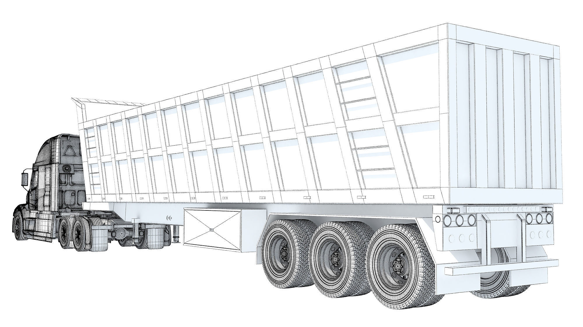 Truck with Tipper Trailer 3D model_18