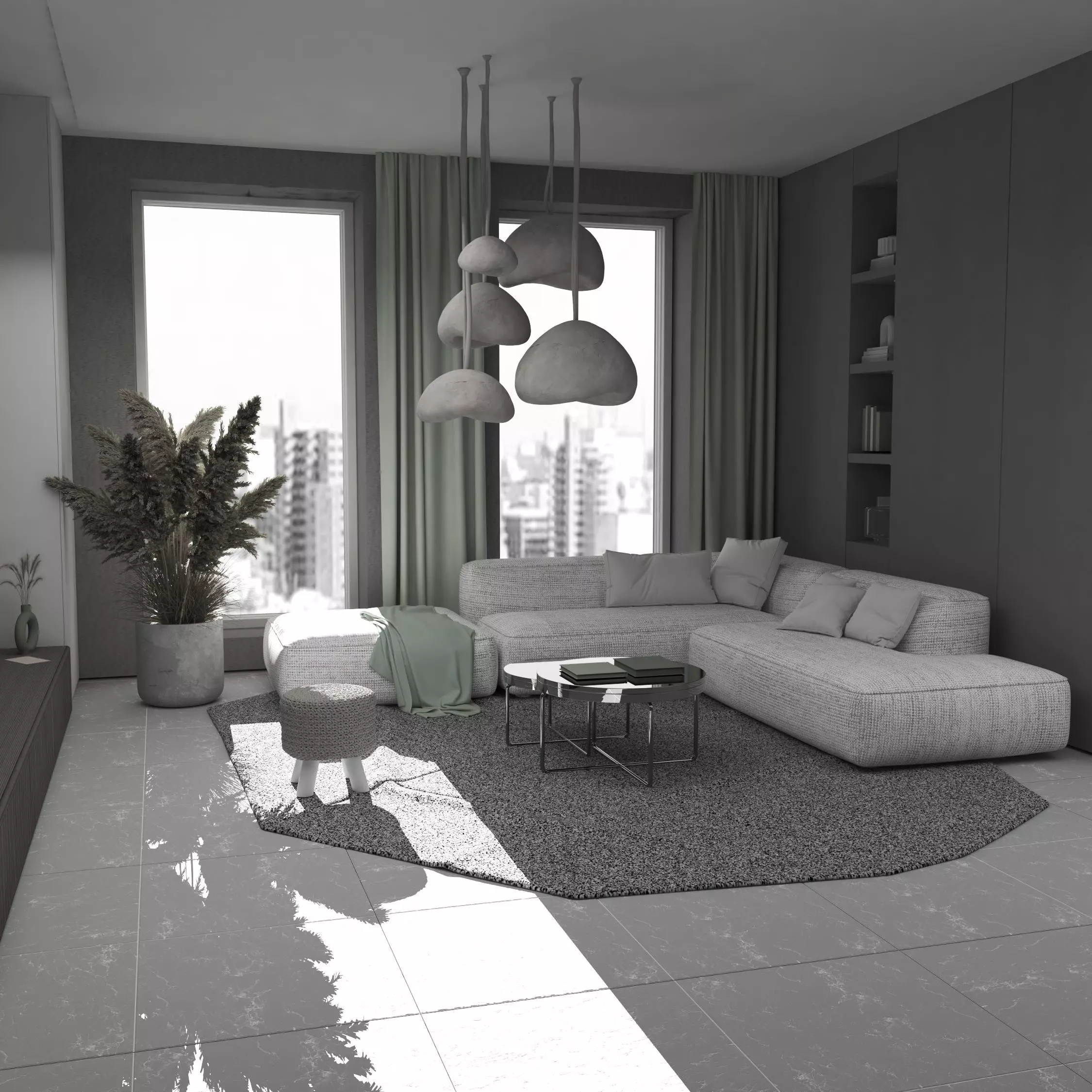living room Low-poly 3D model