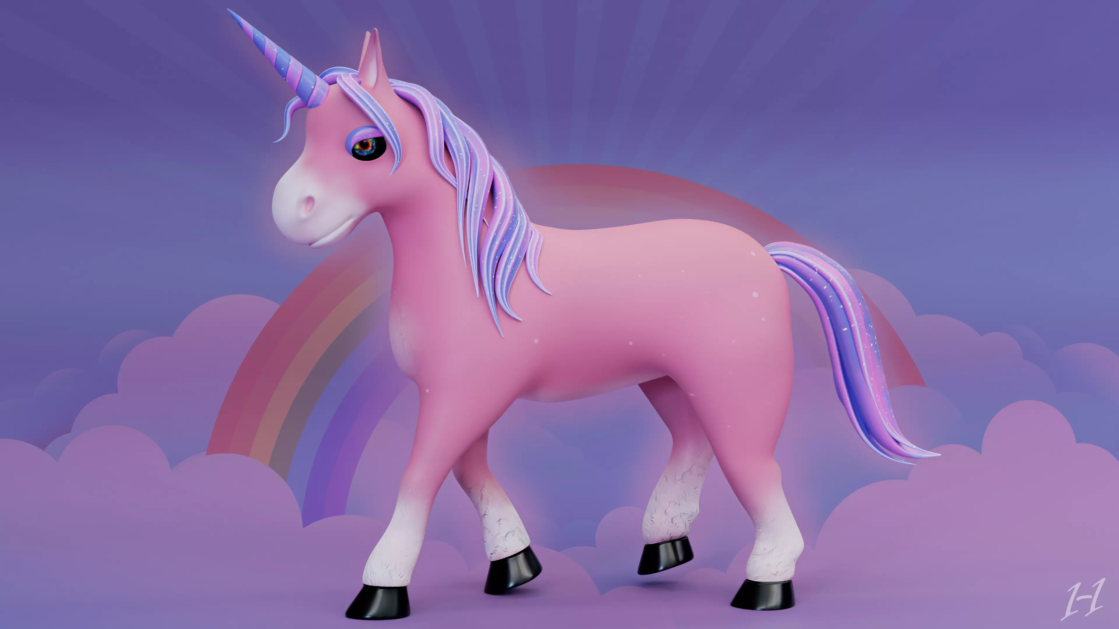 Unicorn Stylized Low-poly 3D model
