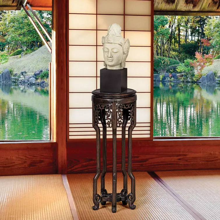Wood Mahogany Pedestal Plant Stand 3D model
