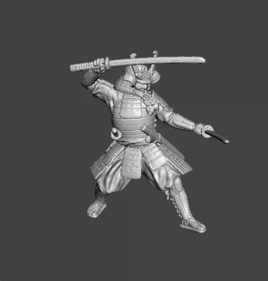 SAMURAI DUAL KATANA MINIATURE MODEL FOR FANTASY GAMES DND RPG 3D print model_0