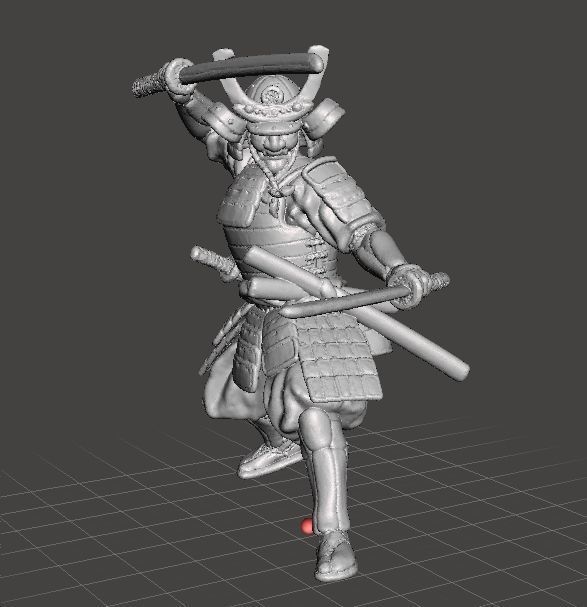 SAMURAI DUAL KATANA MINIATURE MODEL FOR FANTASY GAMES DND RPG 3D print model_1