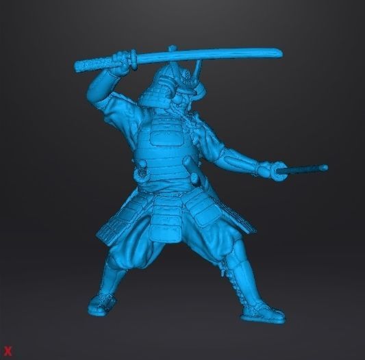 SAMURAI DUAL KATANA MINIATURE MODEL FOR FANTASY GAMES DND RPG 3D print model_7